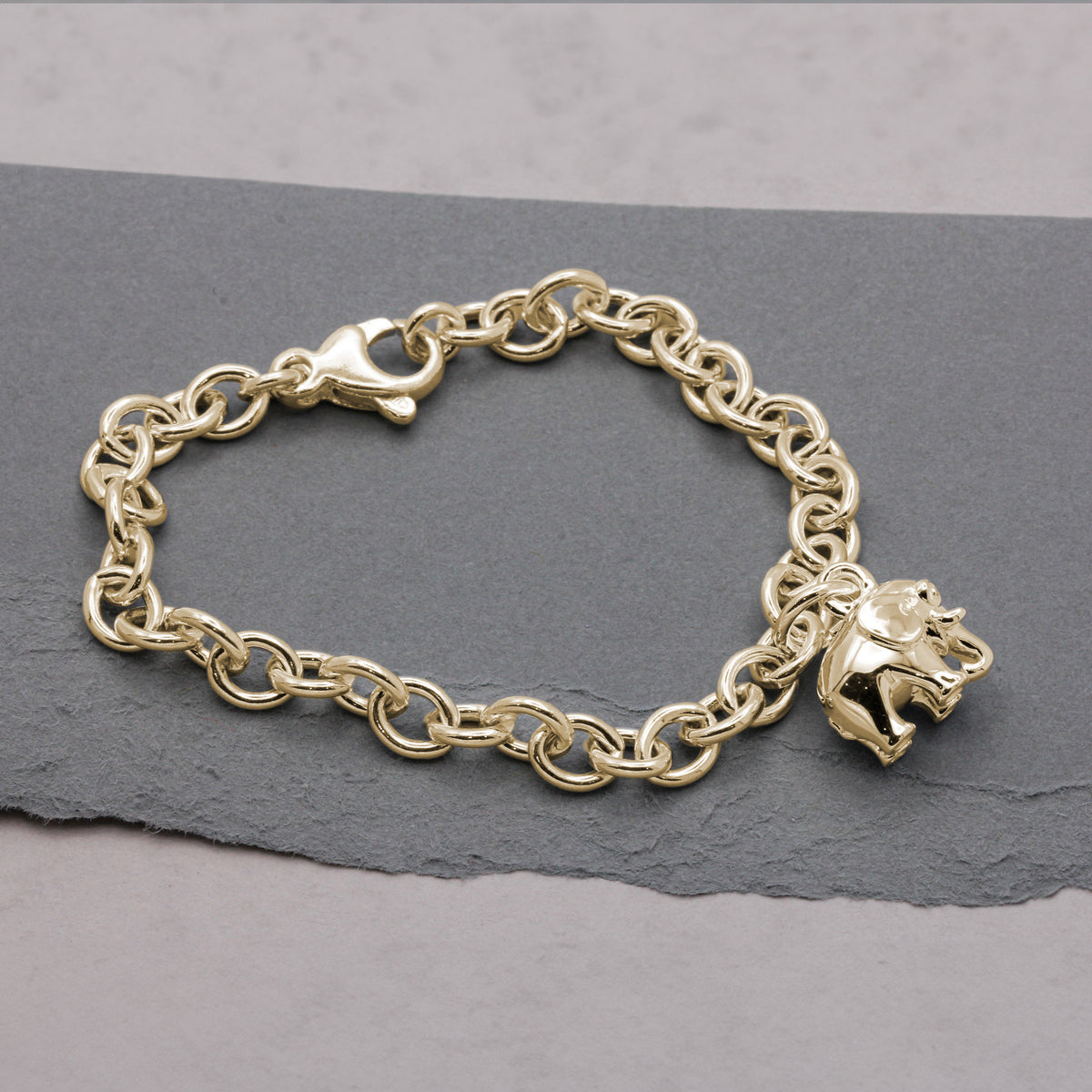 gold plated silver elephant charm bracelet