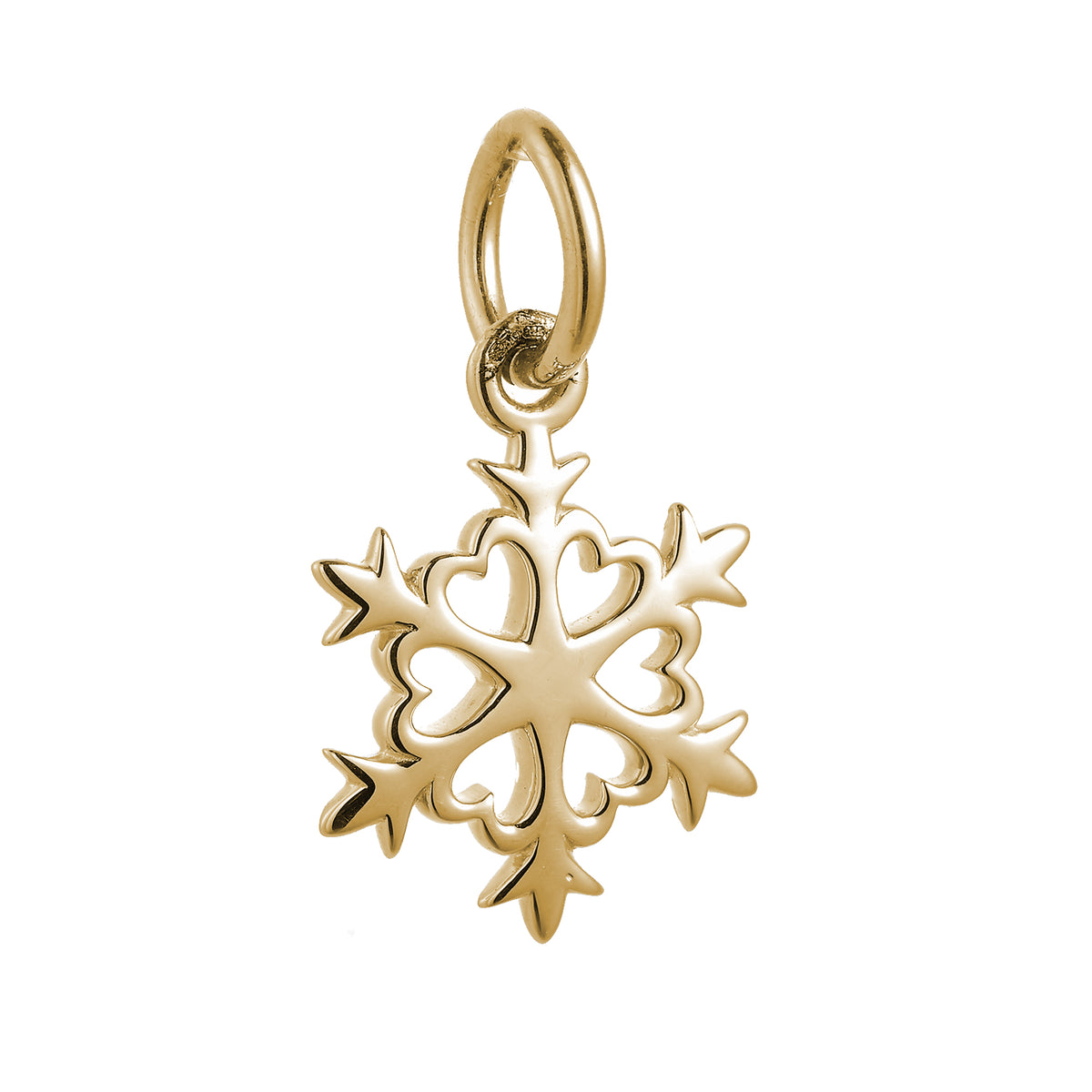 solid gold snowflake charm pendant