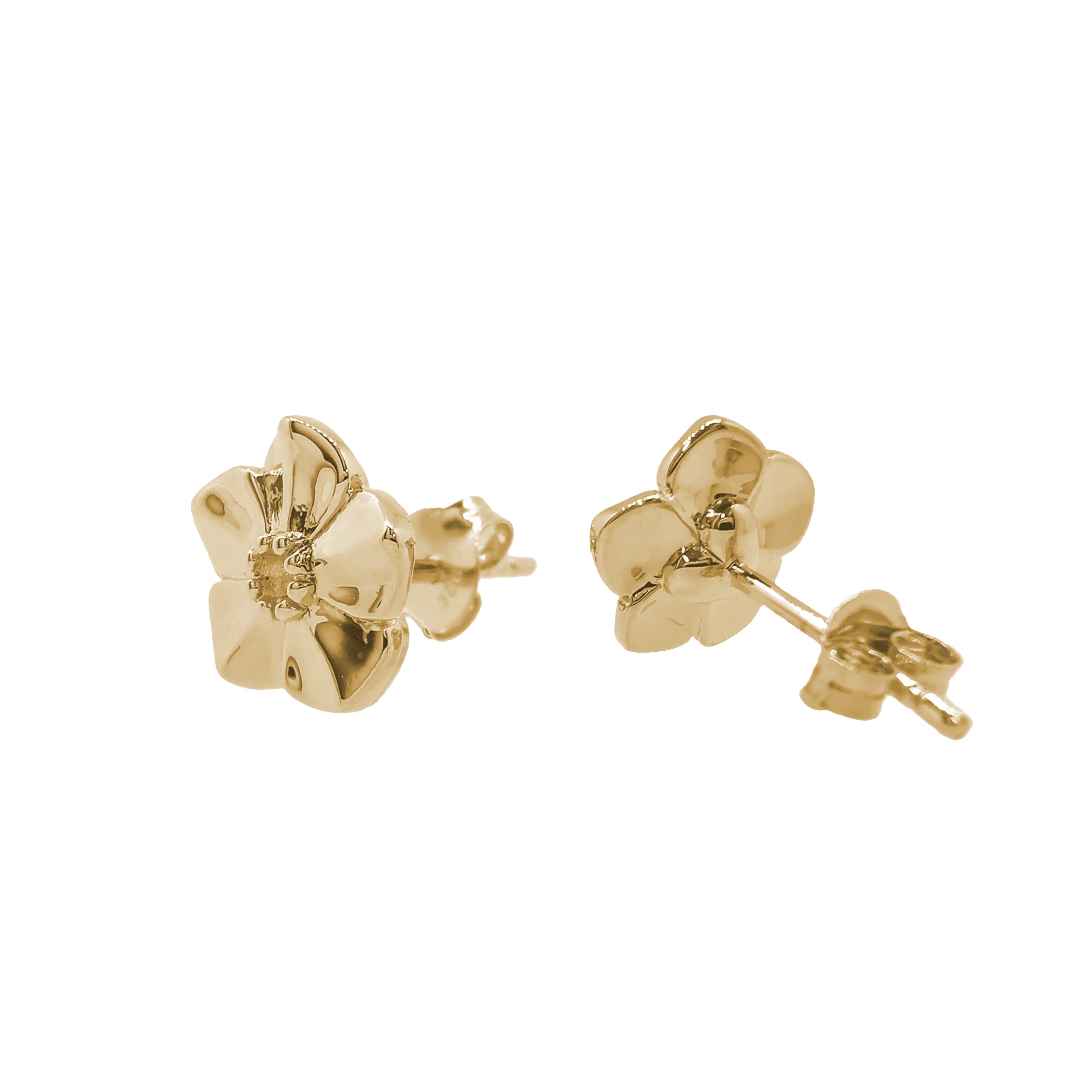 gold vermeil forget me not flower stud earrings