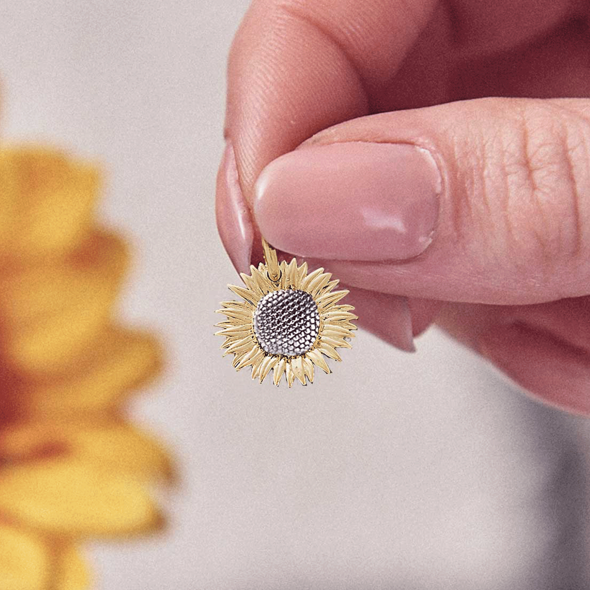 Charm Tournesol en Argent Vermeil et Or