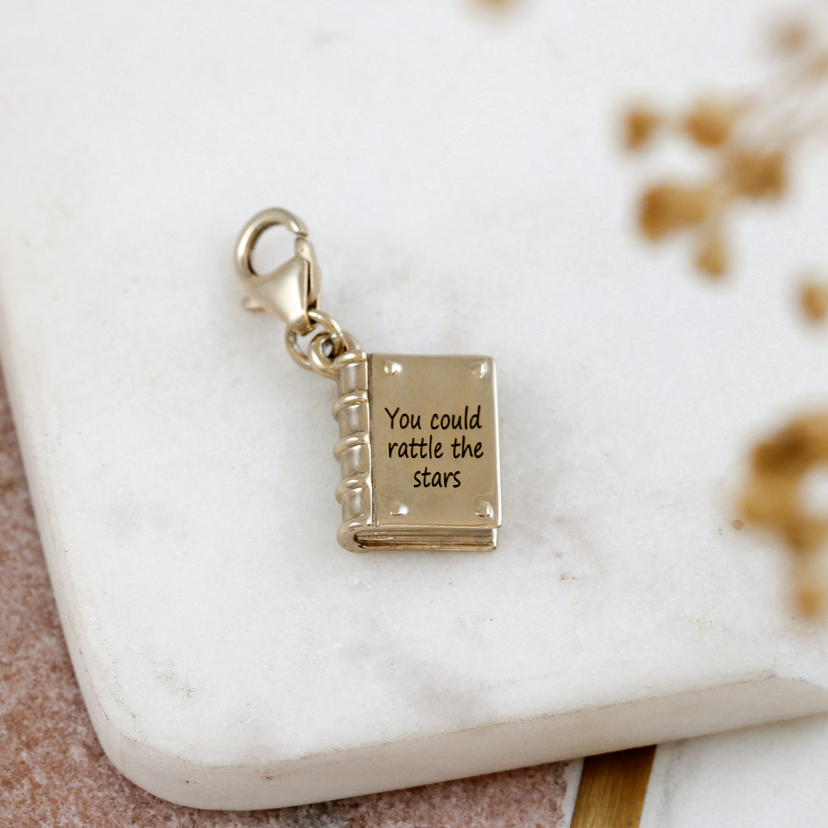 Hardback Book Personalised Gold Plated Silver Charm