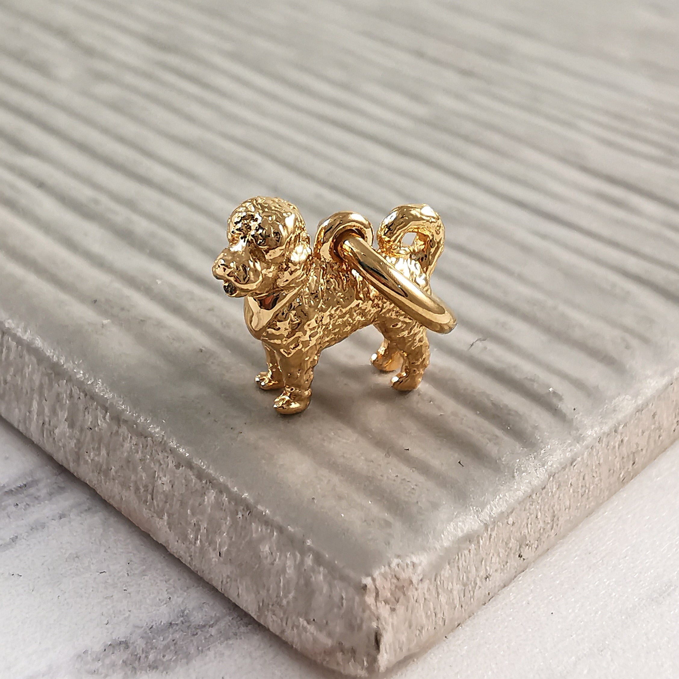 gold plated cavapoo silver dog breed charm