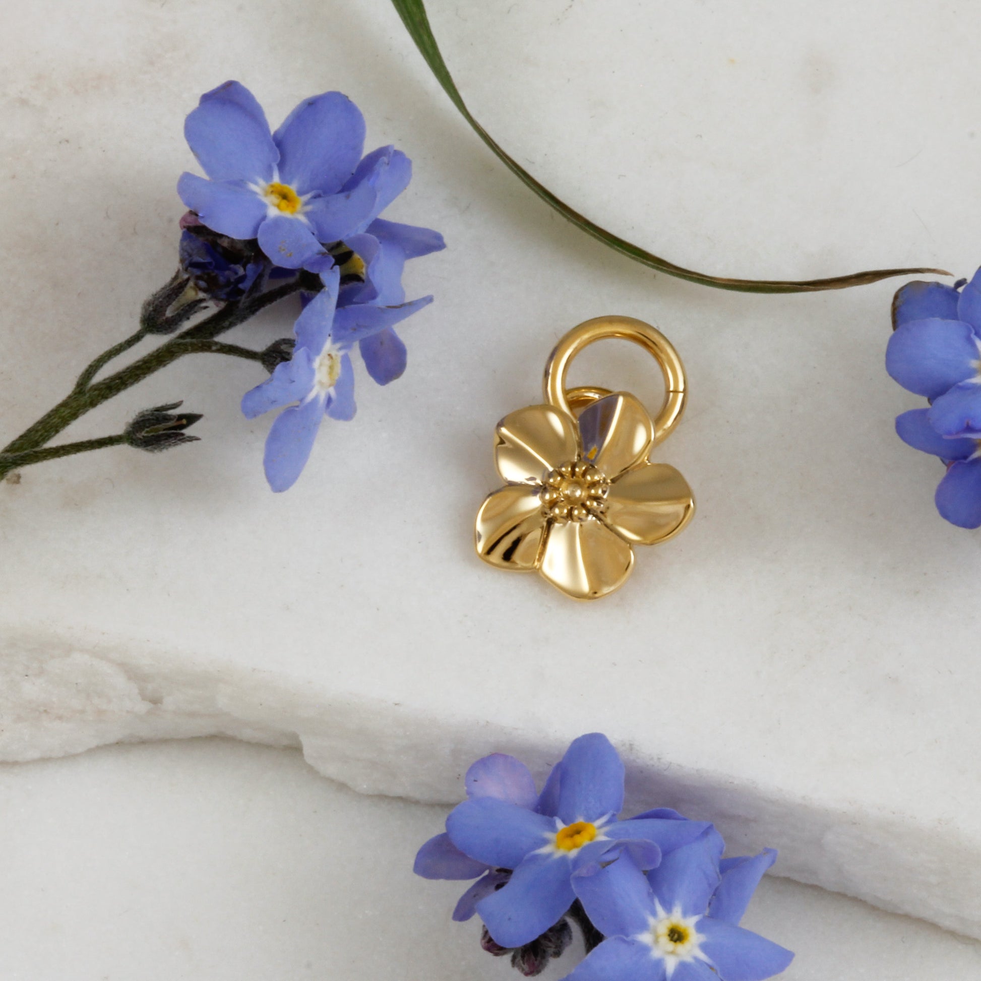 forget me not alzheimers flower gold vermeil charm