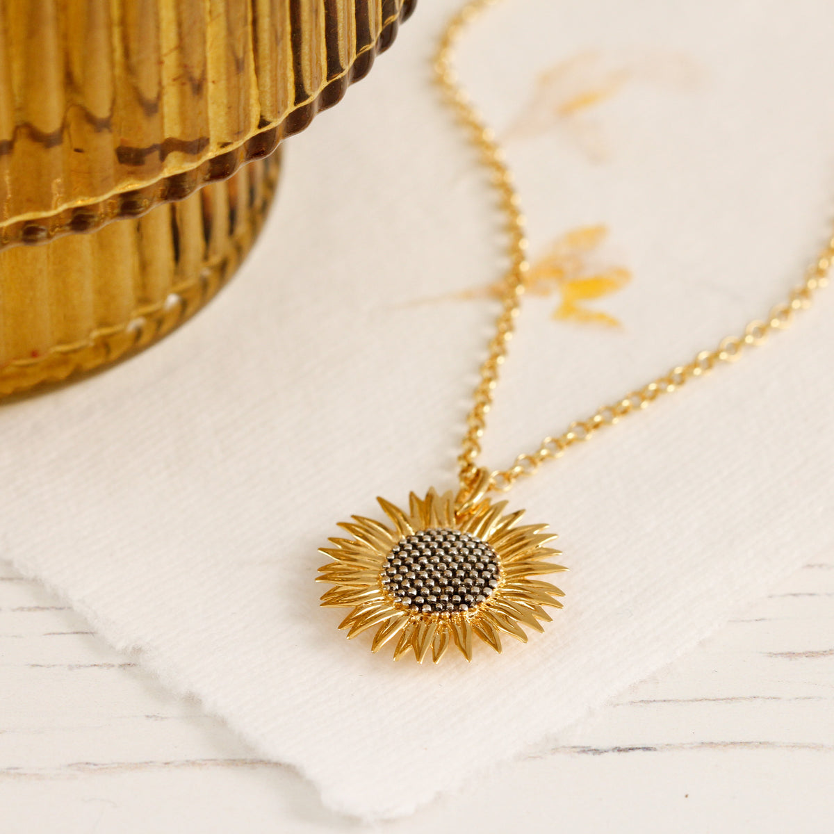 gold vermeil sunflower necklace Chelsea Flower Show