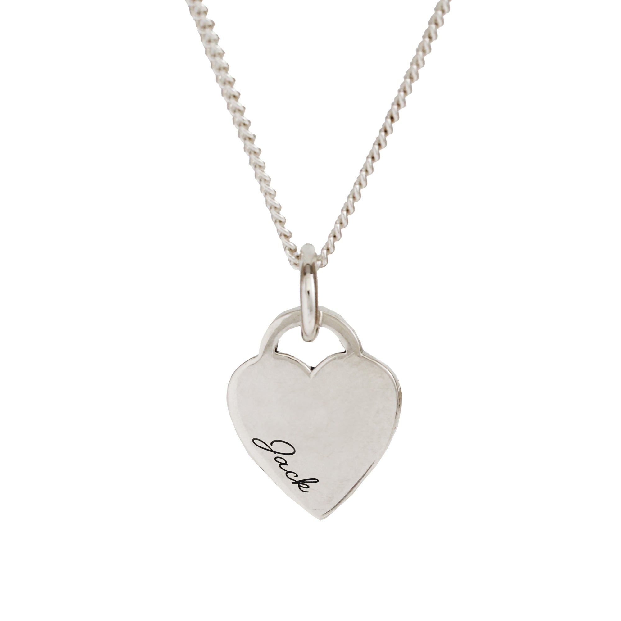 silver heart tag name necklace tiffany style flat pendant