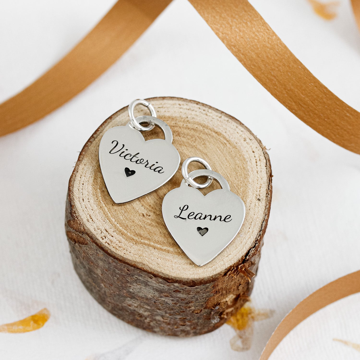 Heart Tag Personalised Silver Charm Name Initials Date Charm Scarlett Jewellery