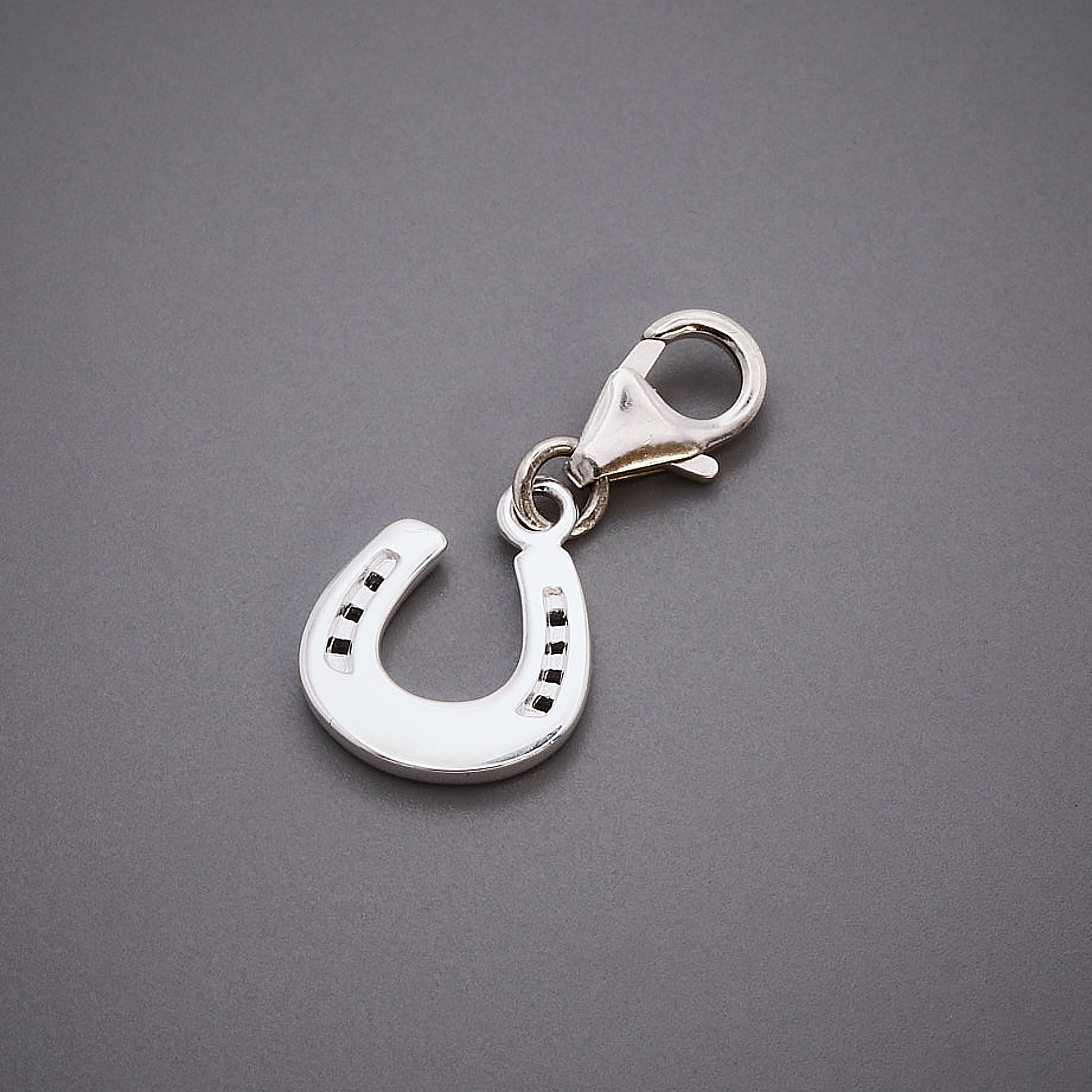 horse shoe lucky silver charm with clip clasp