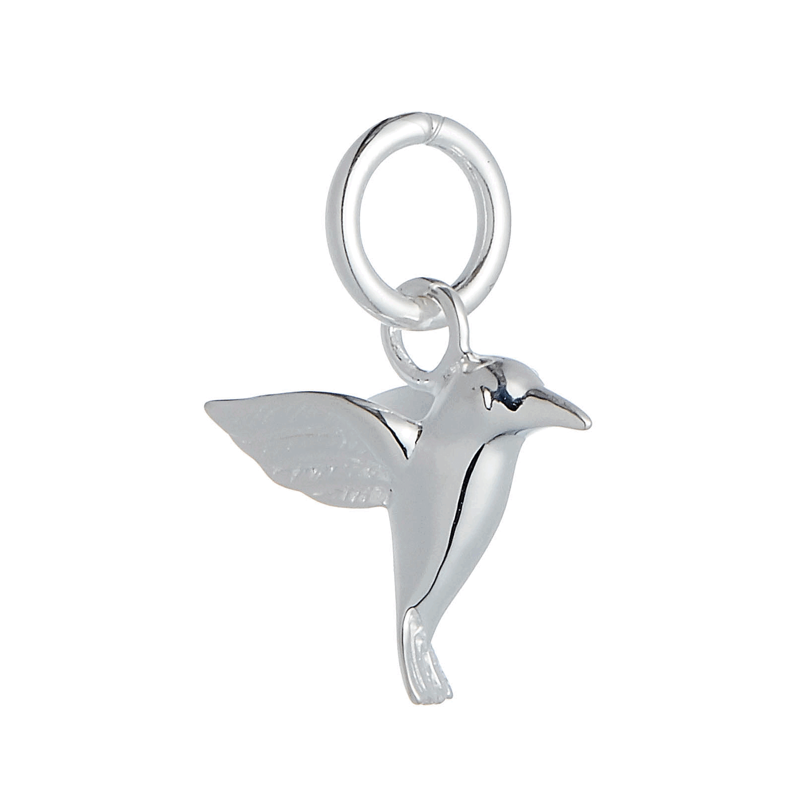 silver hummingbird charm for bracelet or necklace