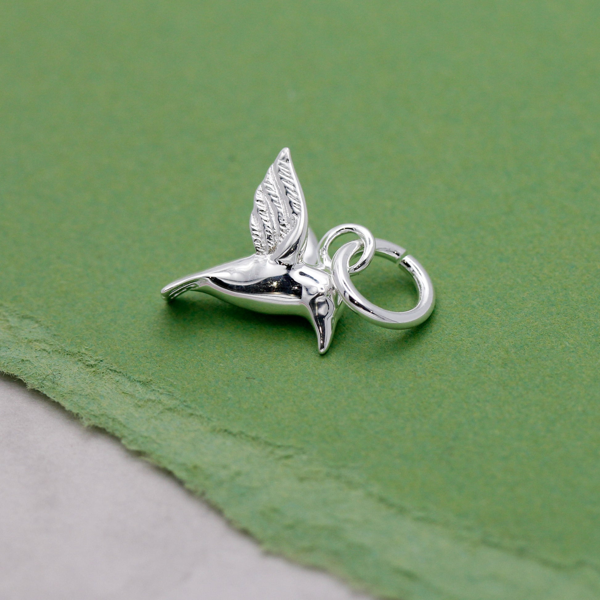 silver hummingbird charm for bracelet or necklace