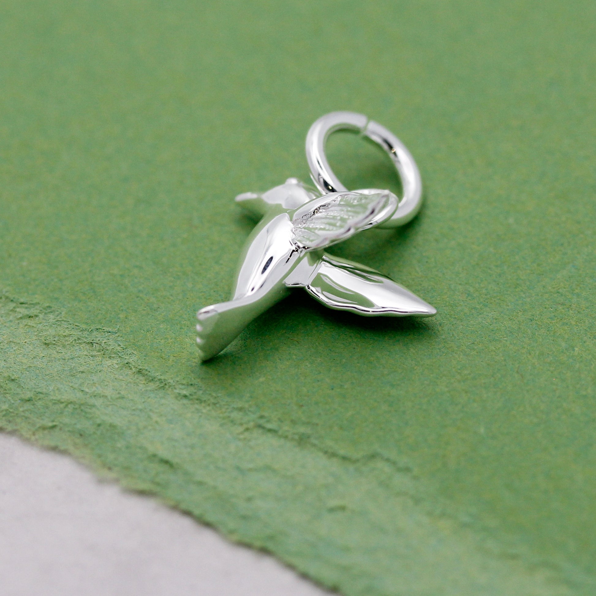 silver hummingbird charm for bracelet or necklace