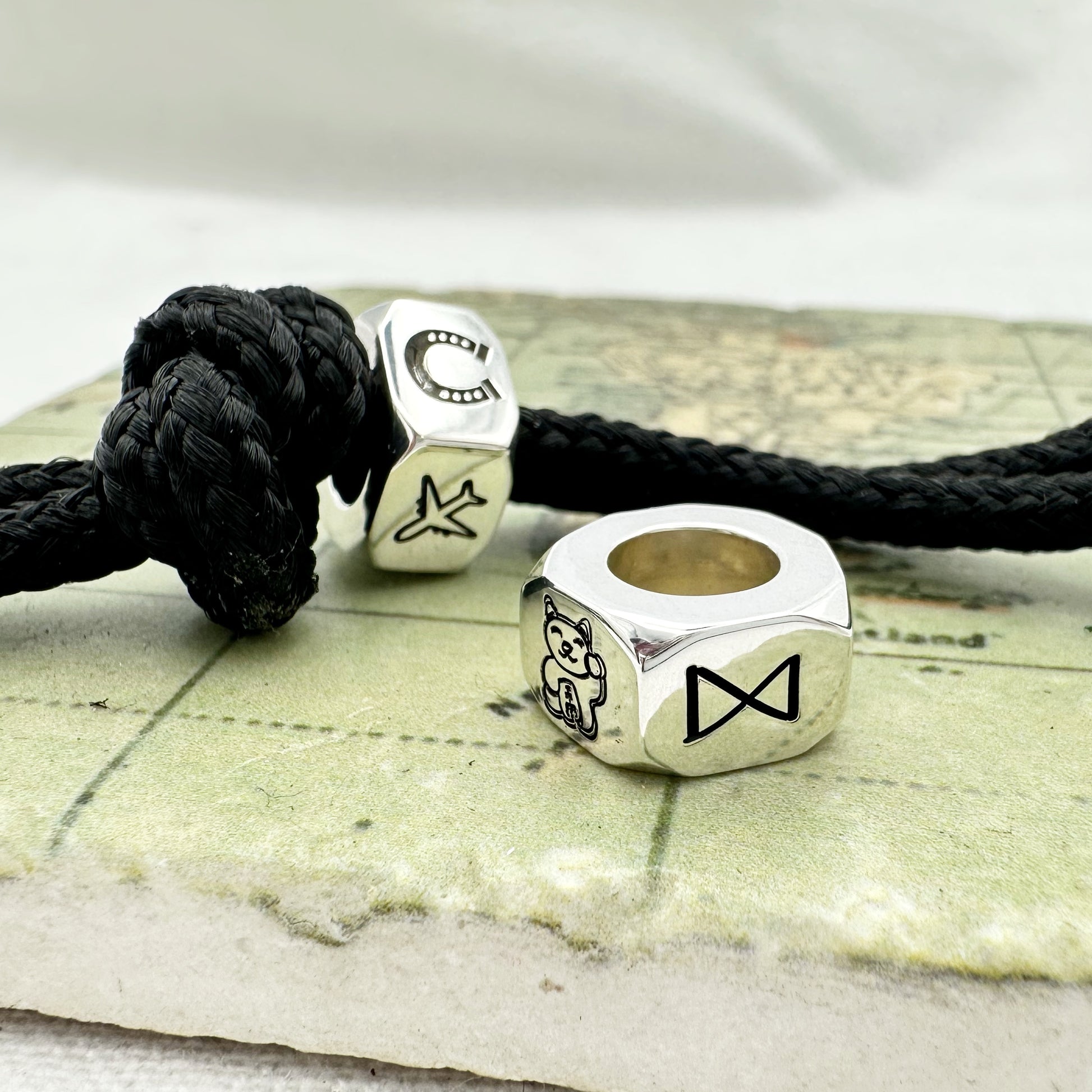 Adventure-themed Lucky Cat and Compass Charm