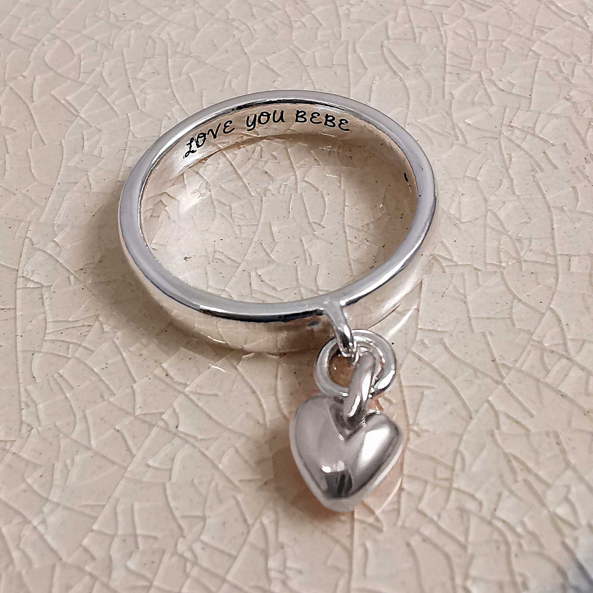 engraved inside heart charm ring