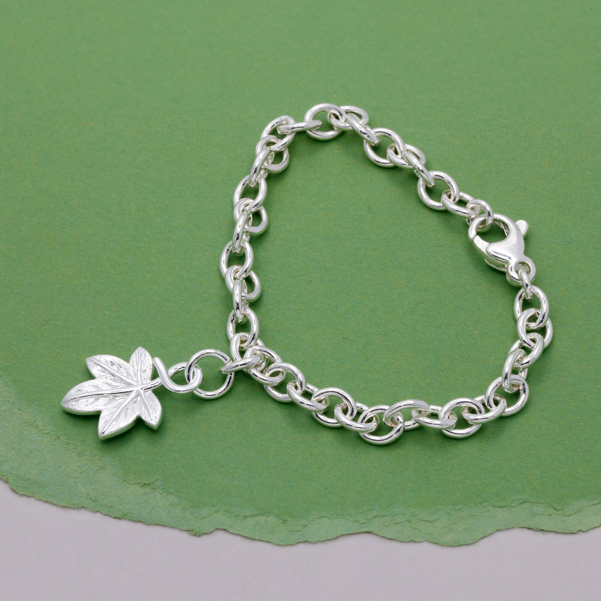 silver ivy leaf charm bracelet