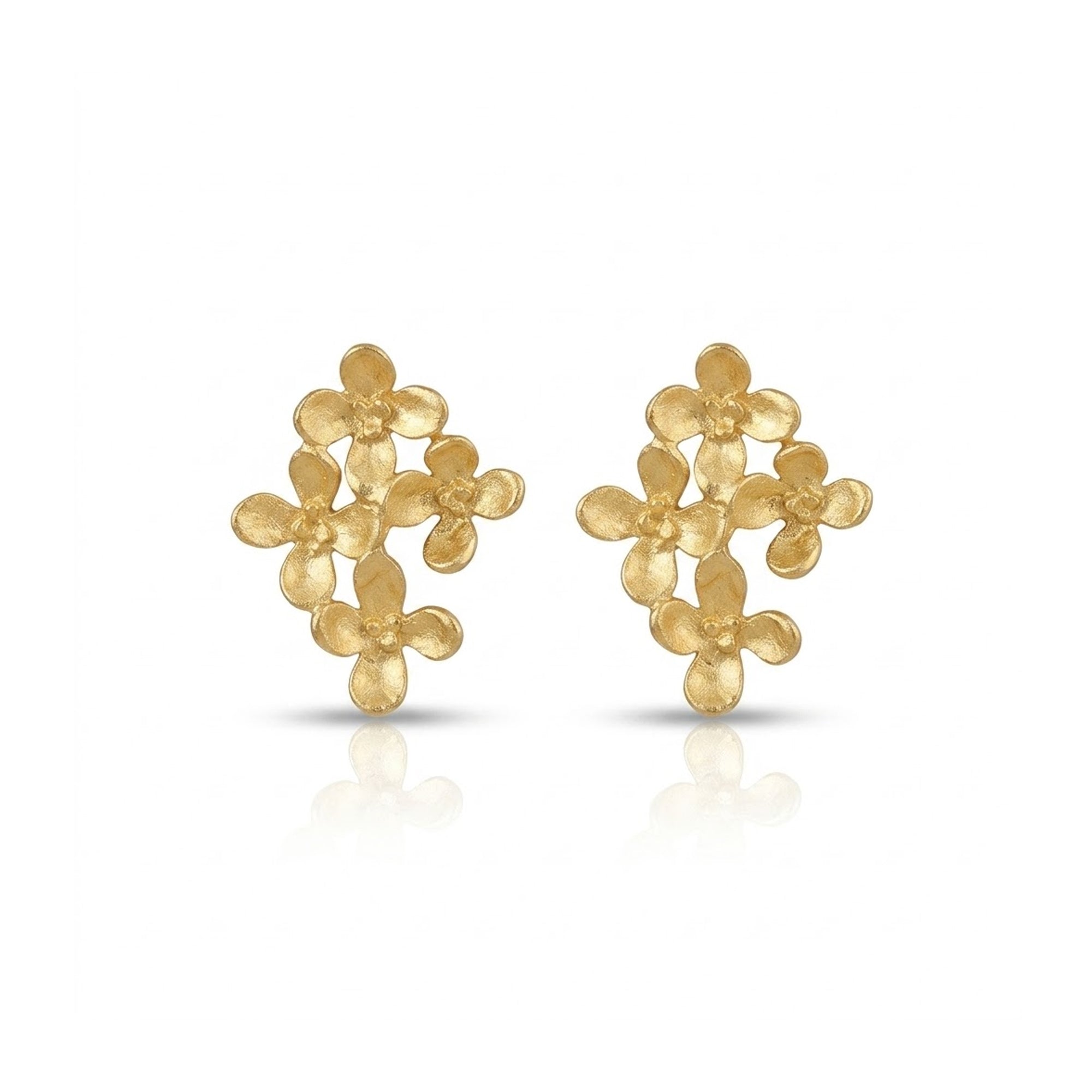 Jasmine Flower Cluster Stud Earrings - 18ct Gold Plated