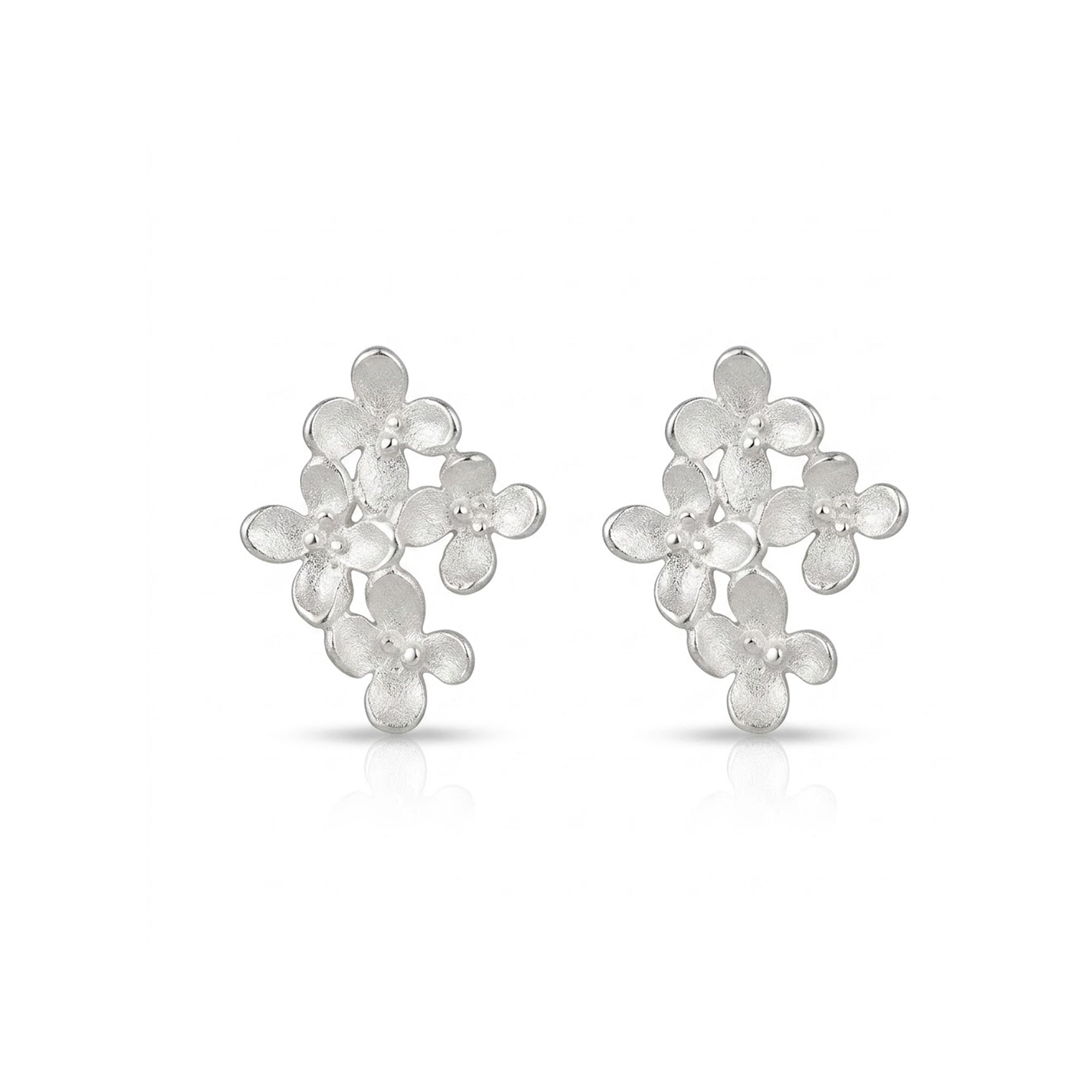 Jasmine Cluster Stud Earrings - Silver