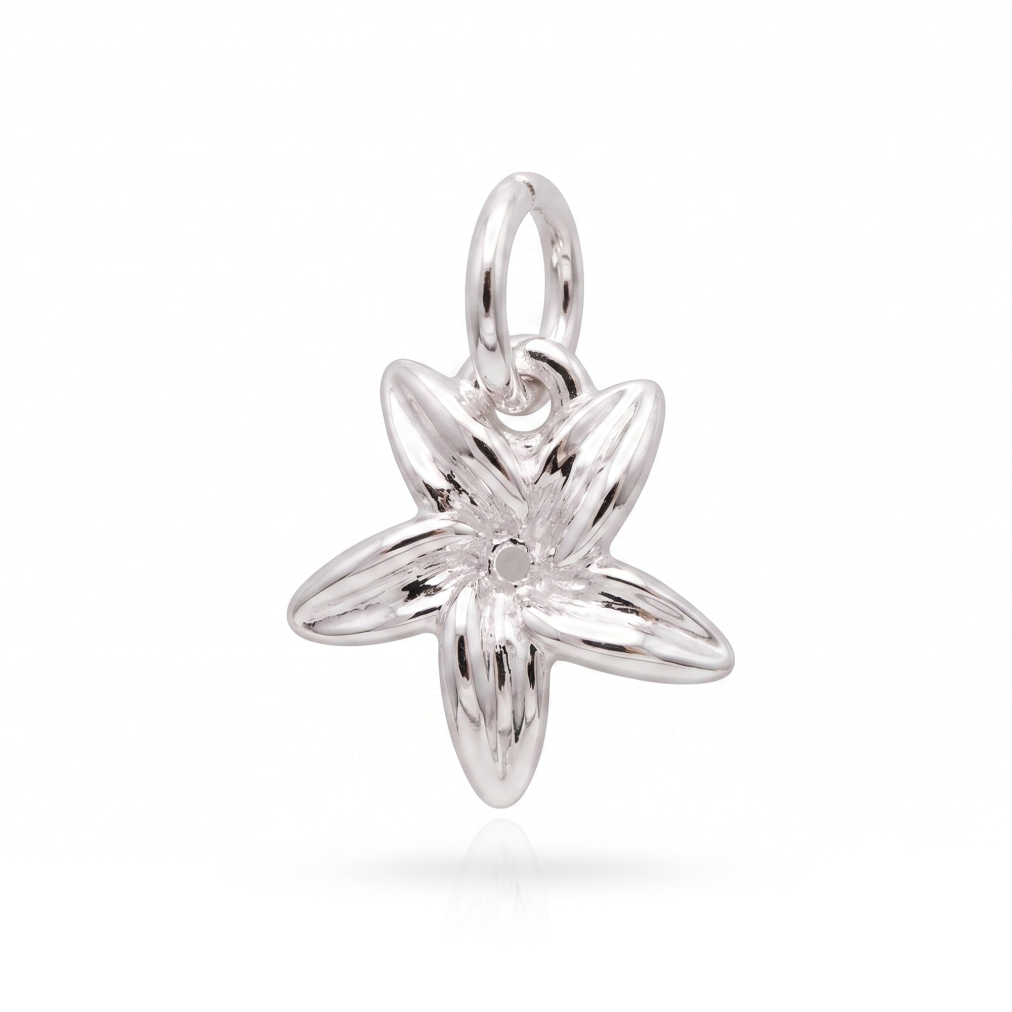 Silver flower pendant on a white background