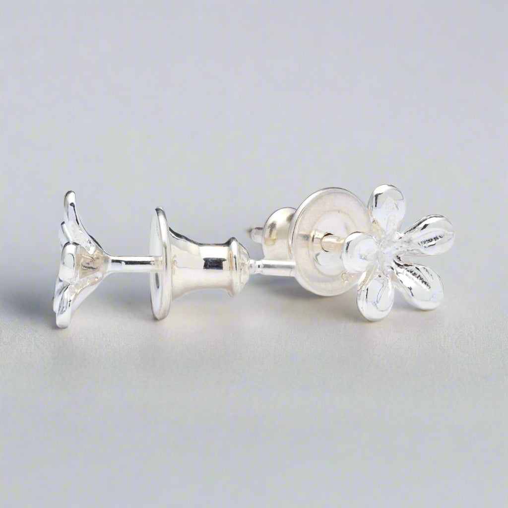 silver jasmine flower stud earrings