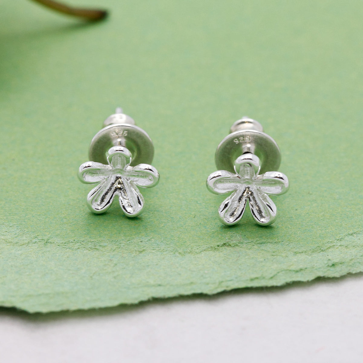 silver jasmine flower stud earrings