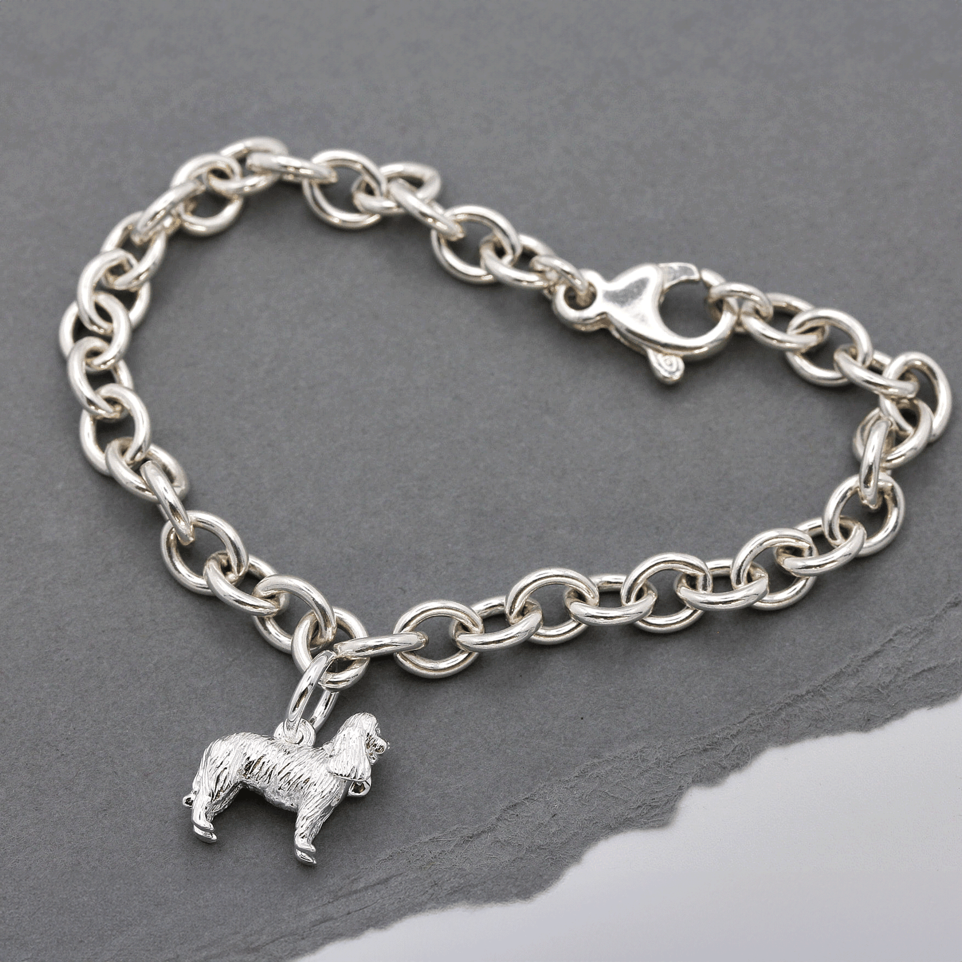 king charles spaniel designer silver charm bracelet
