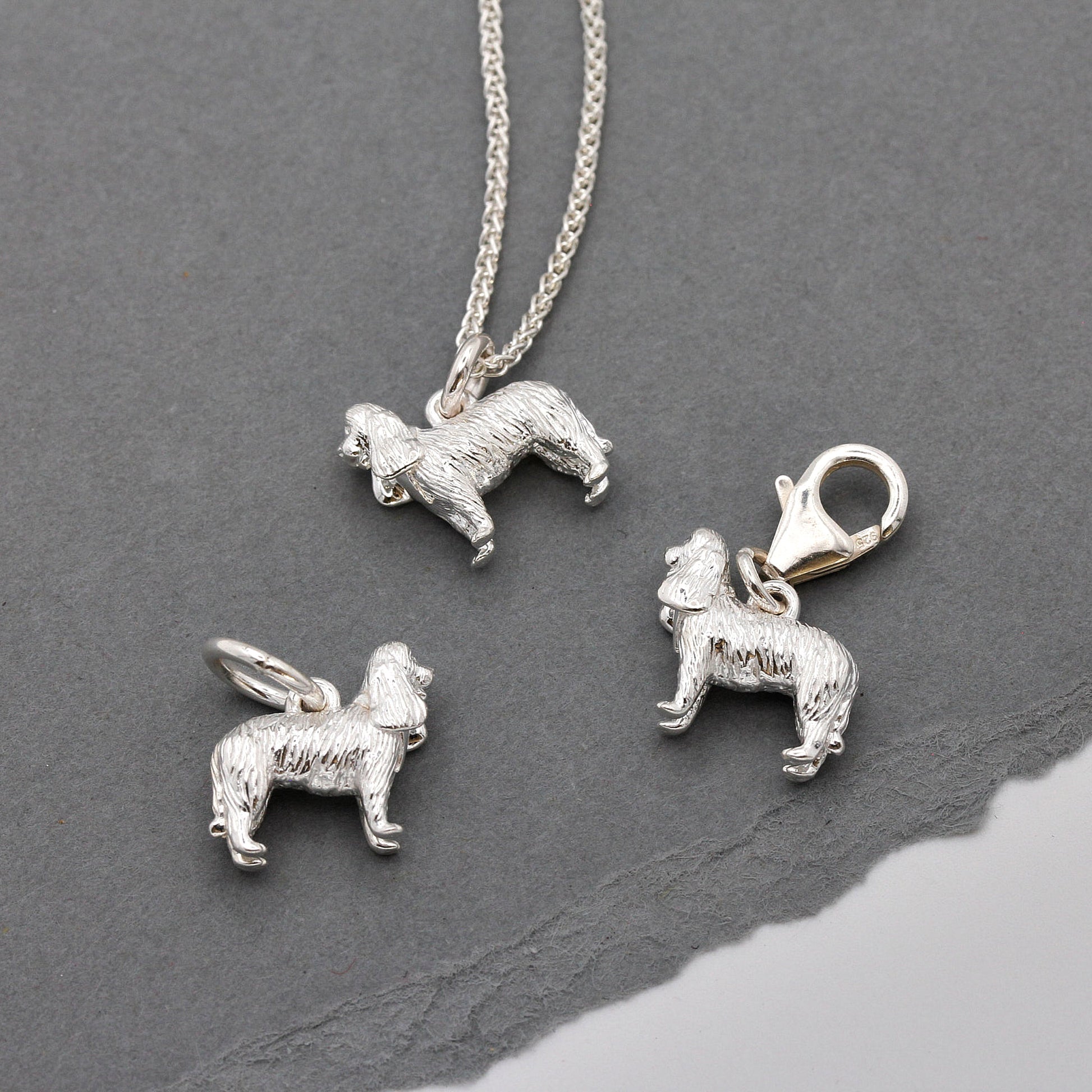 king charles spaniel designer silver bracelet charms