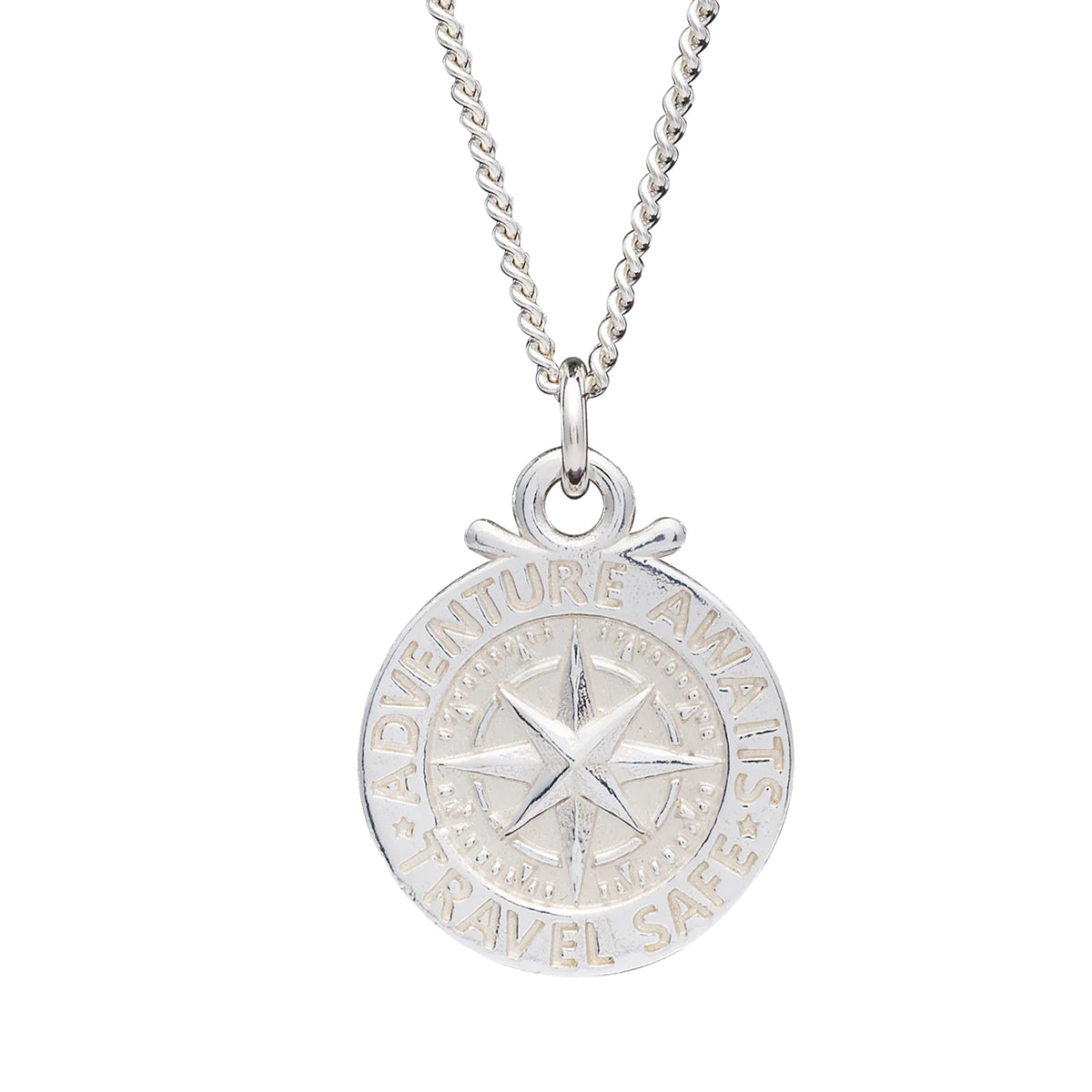 mens silver travel safe gift necklace adventure pendant
