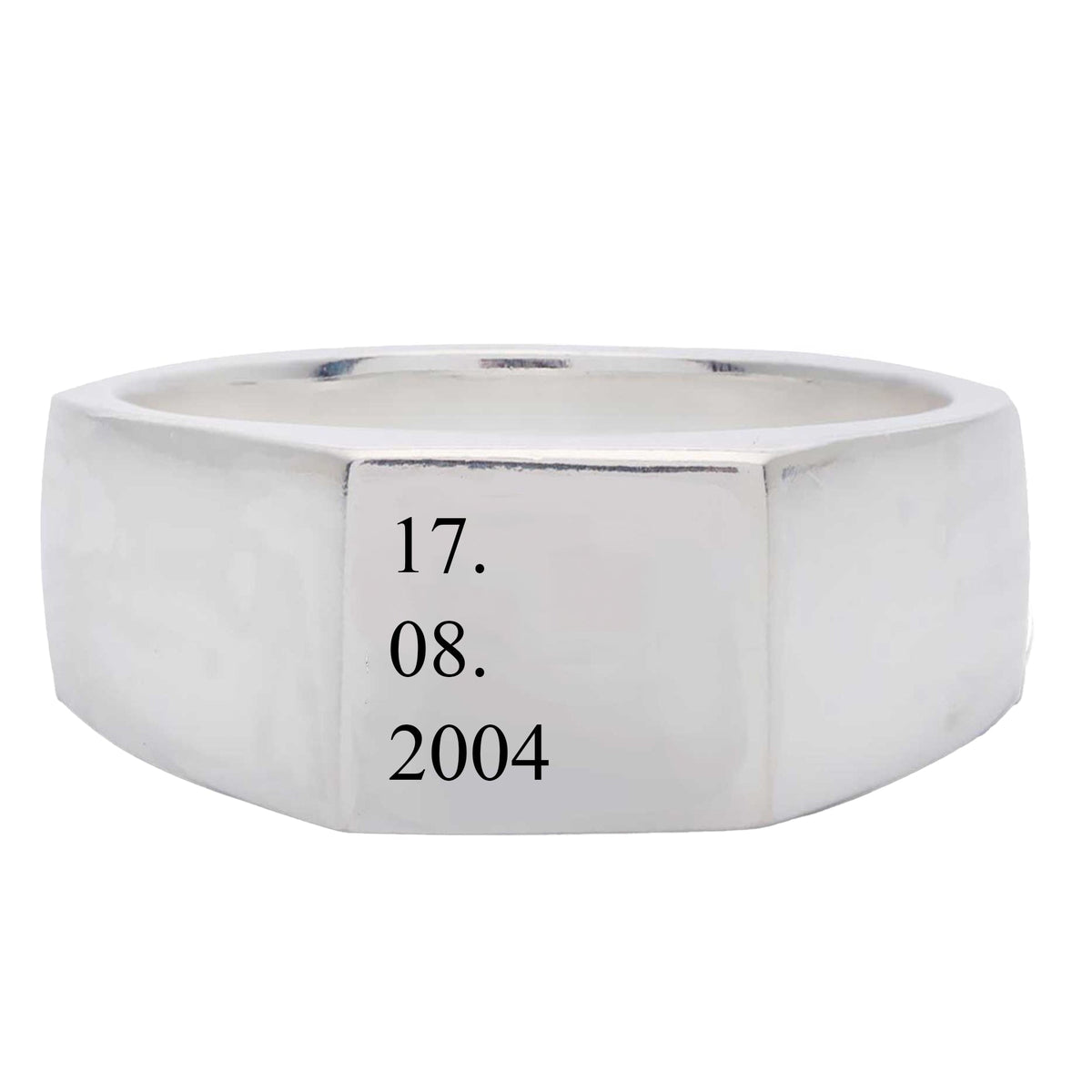 mens signet ring engraved with date wedding or anniversary gift idea