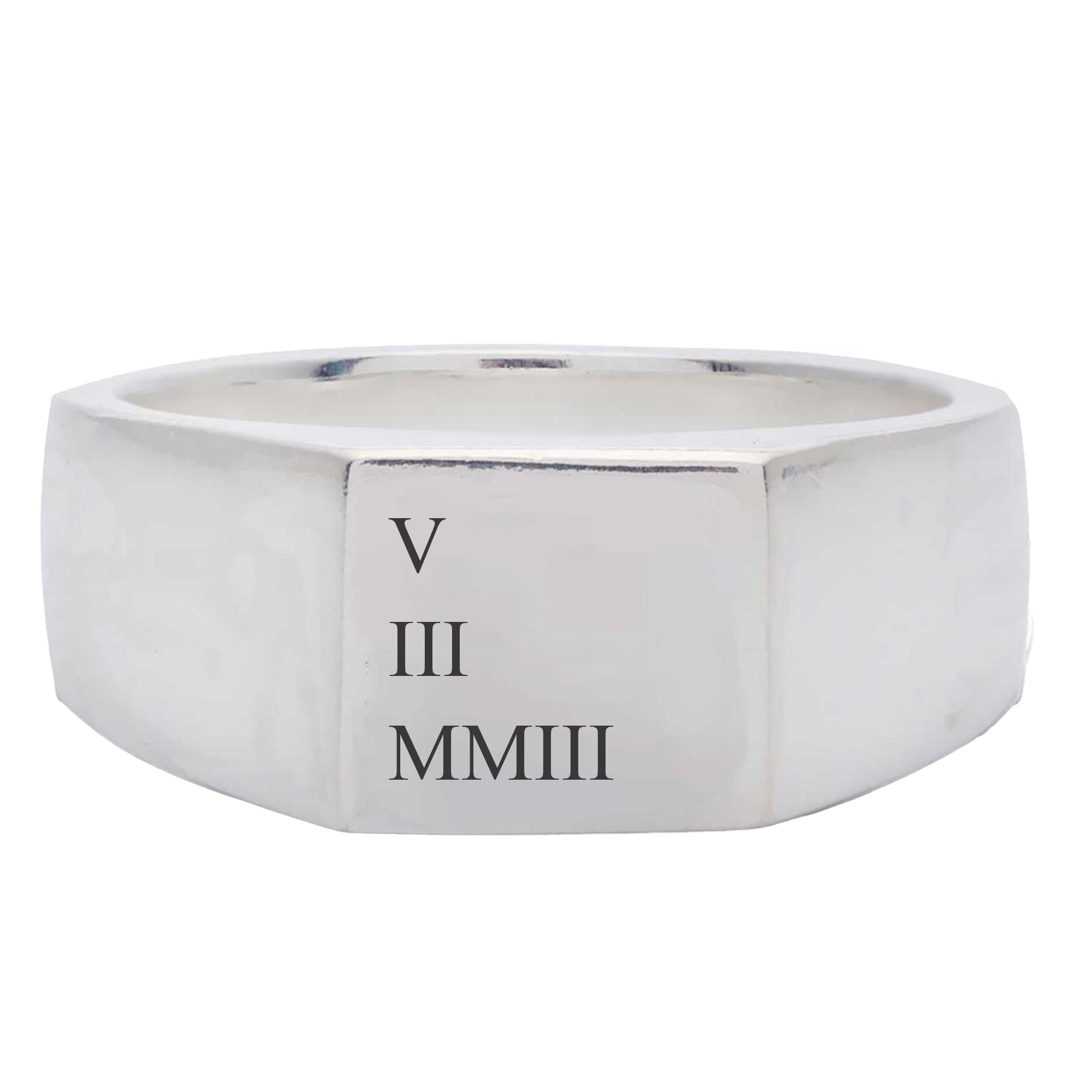 Roman Numerals Large Square Silver Signet Ring – Scarlett Jewellery