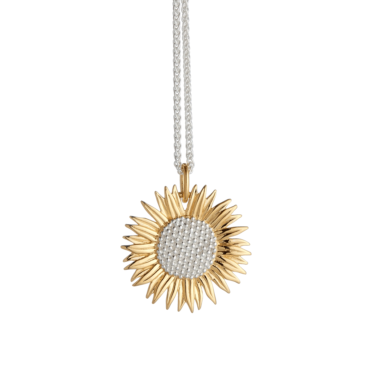 silver &amp; gold vermeil sunflower necklace
