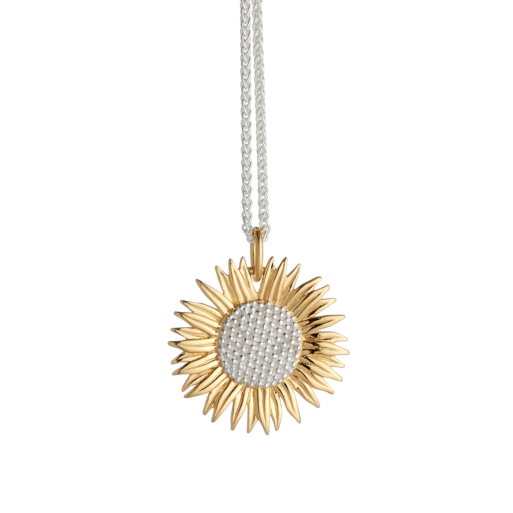 silver & gold vermeil sunflower necklace