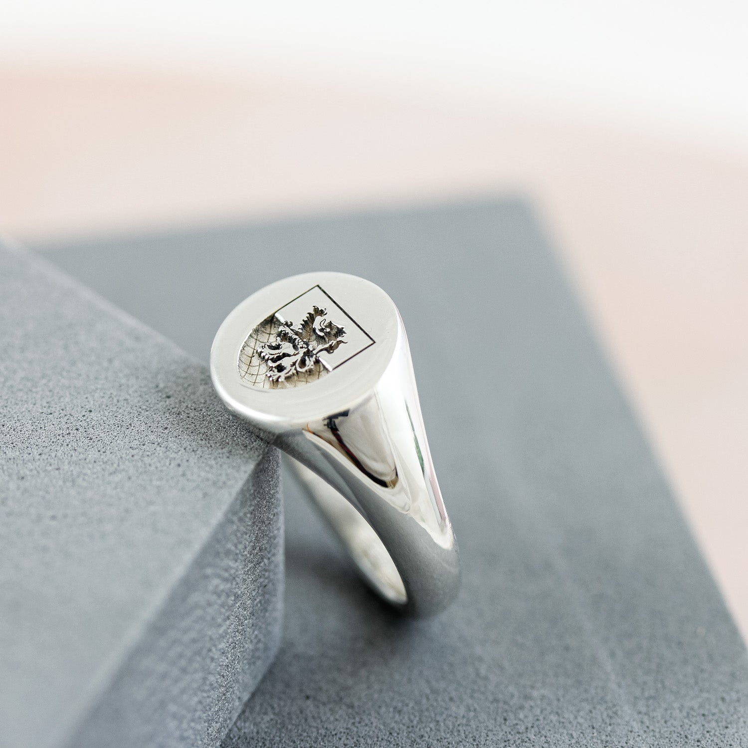 custom engraved family crest silver signet ring