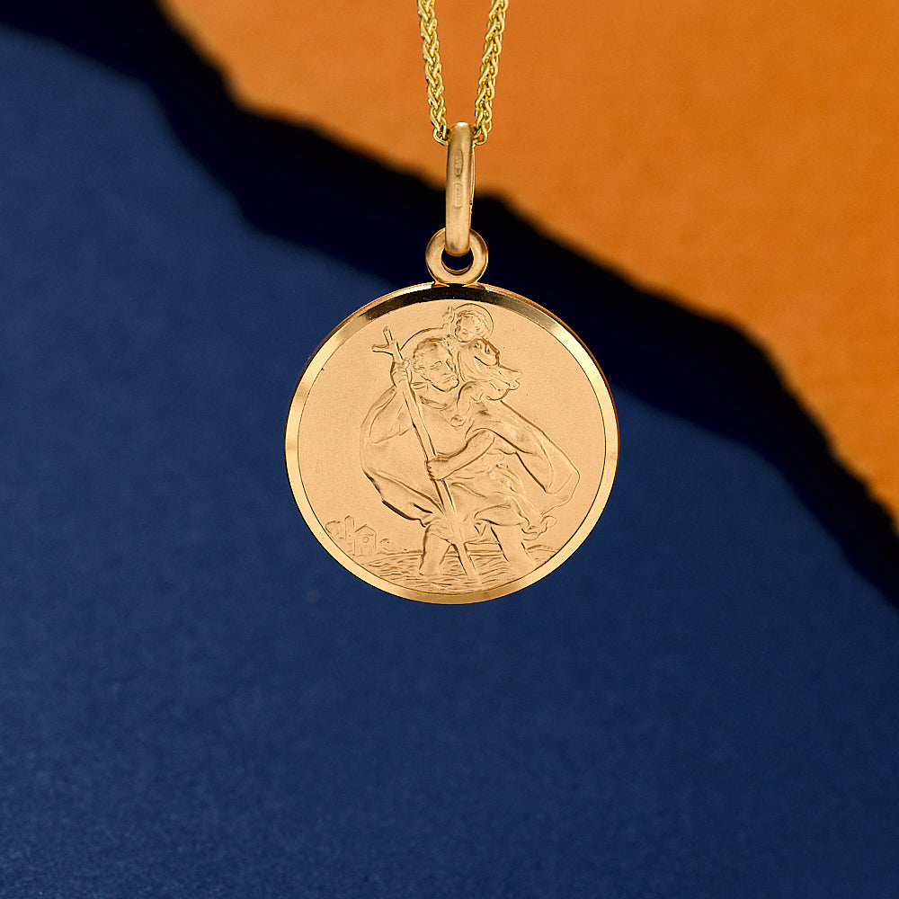 Solid 9ct Gold 22mm St Christopher