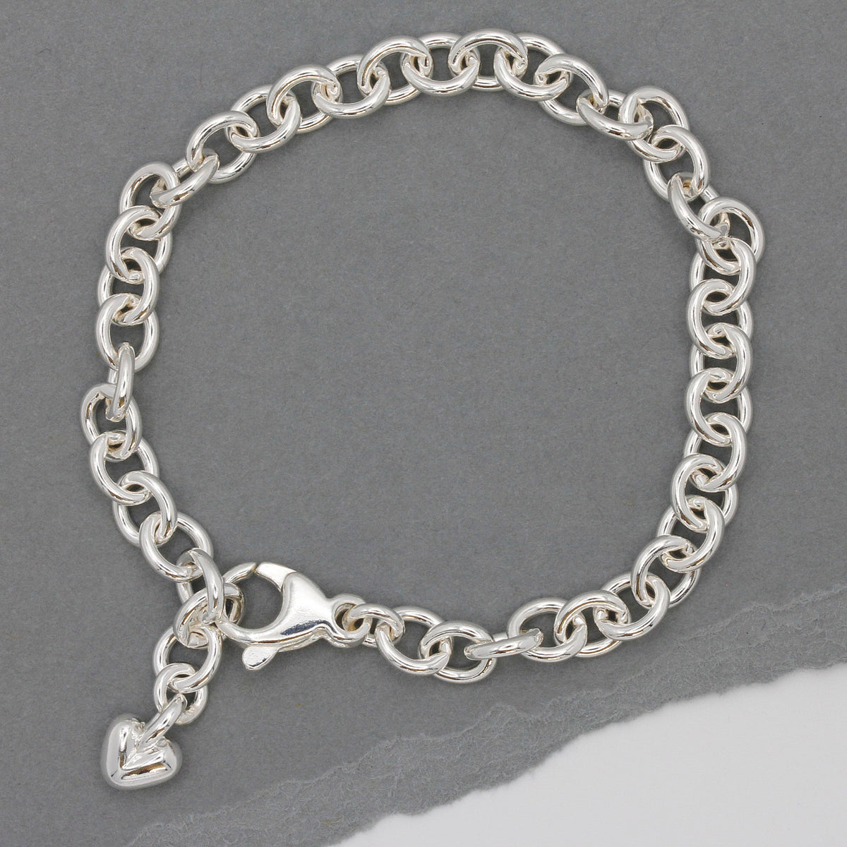 silver adjustable heart charm bracelet