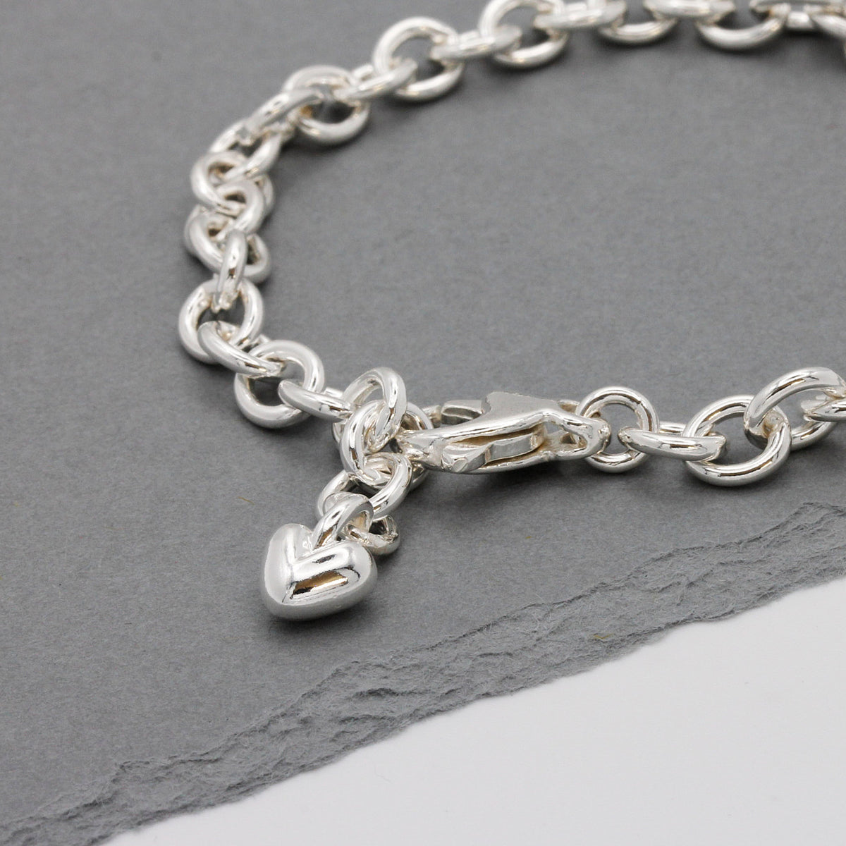 silver adjustable heart charm bracelet