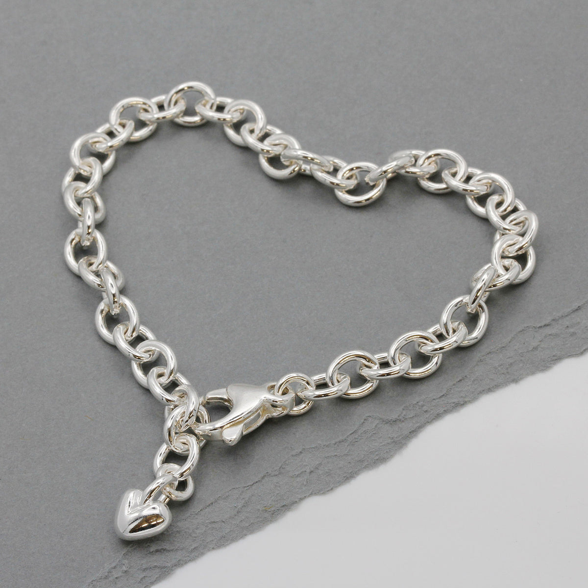 silver adjustable heart charm bracelet