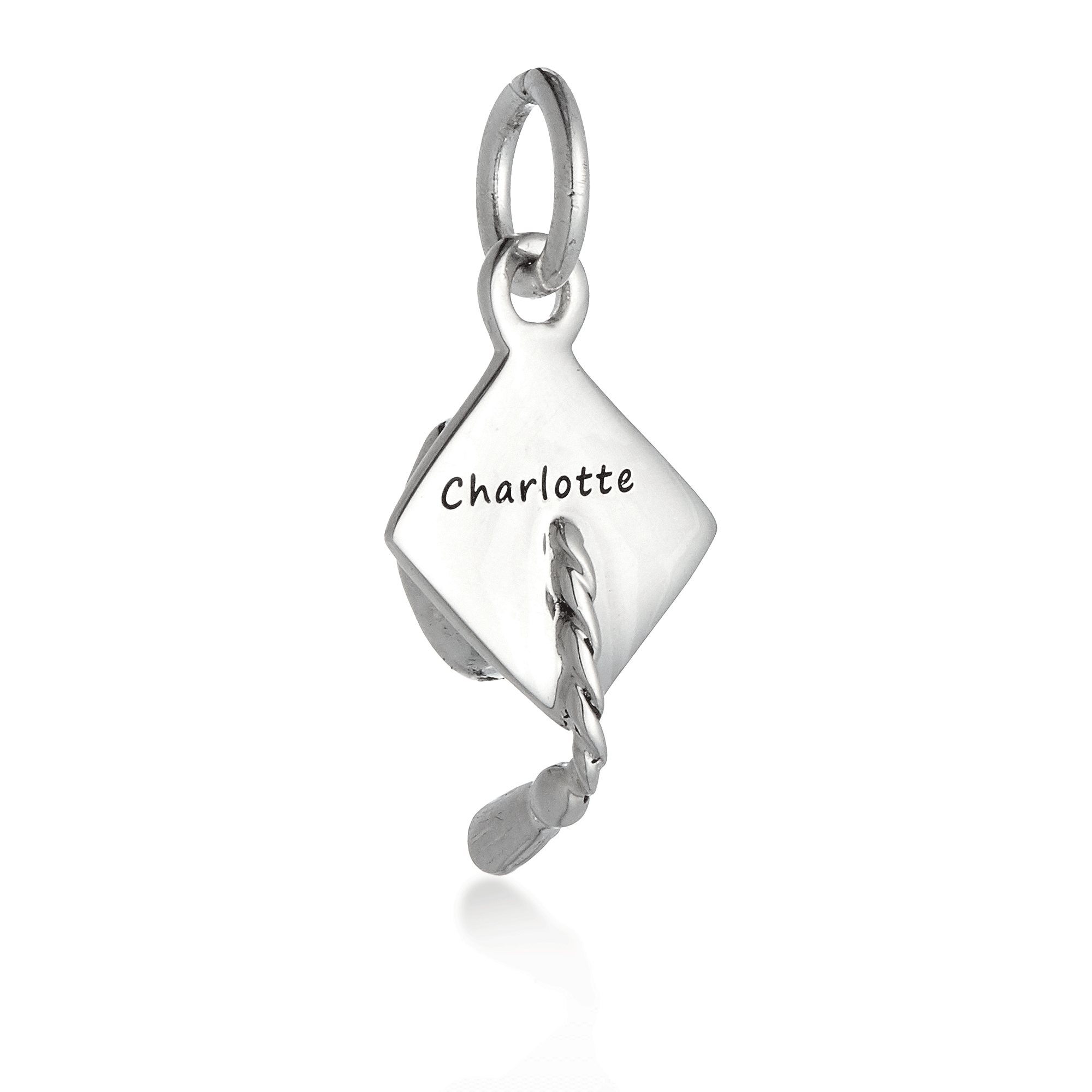 Mortar Board Graduation Cap Personalised Silver Charm
