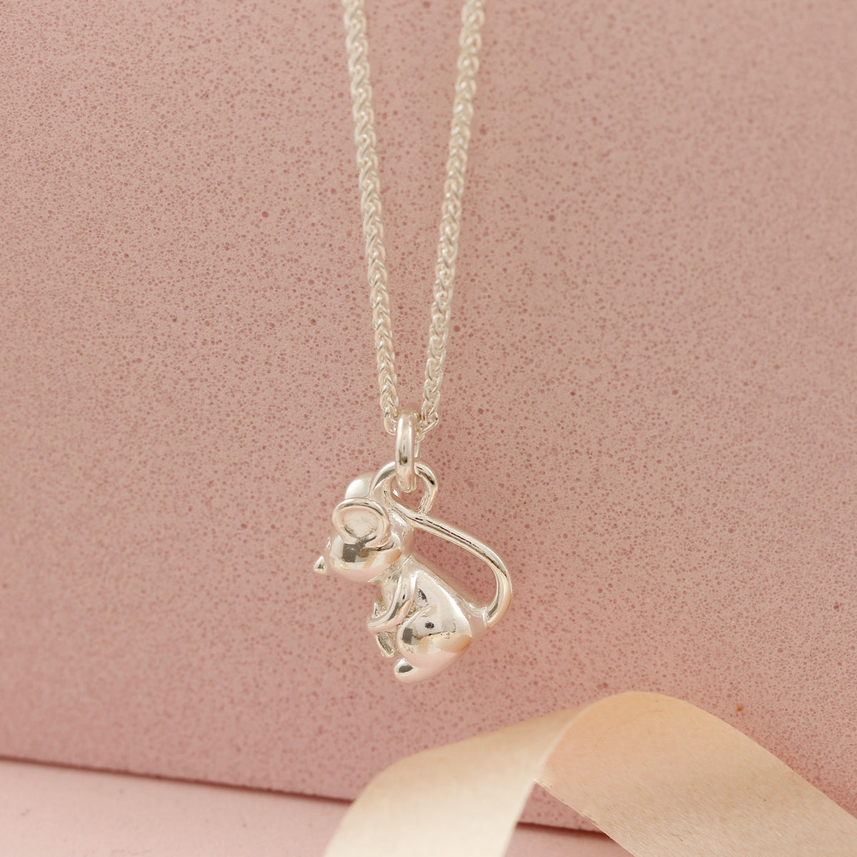 mouse silver charm necklace