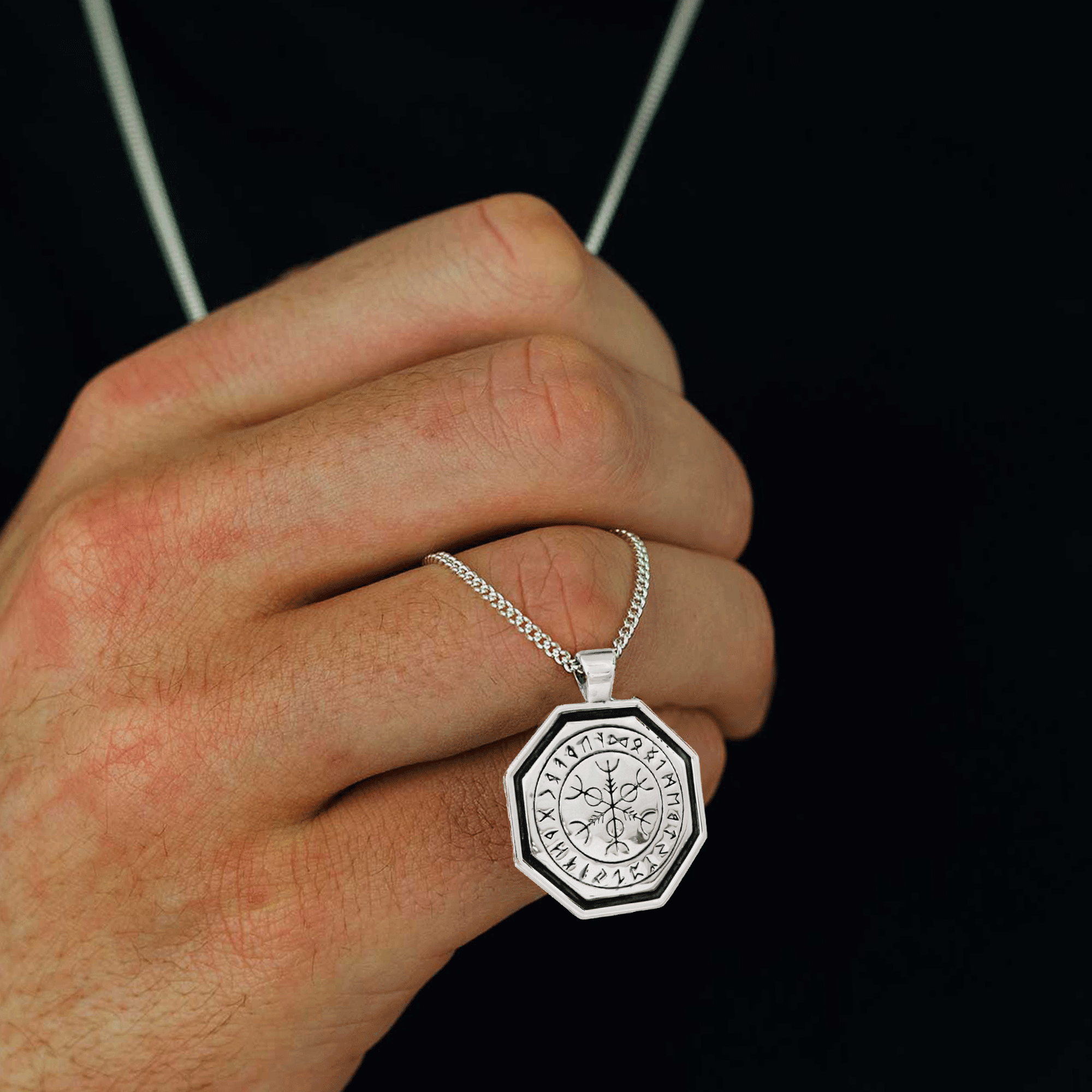 mans vegvisir rune pendant for safe travels
