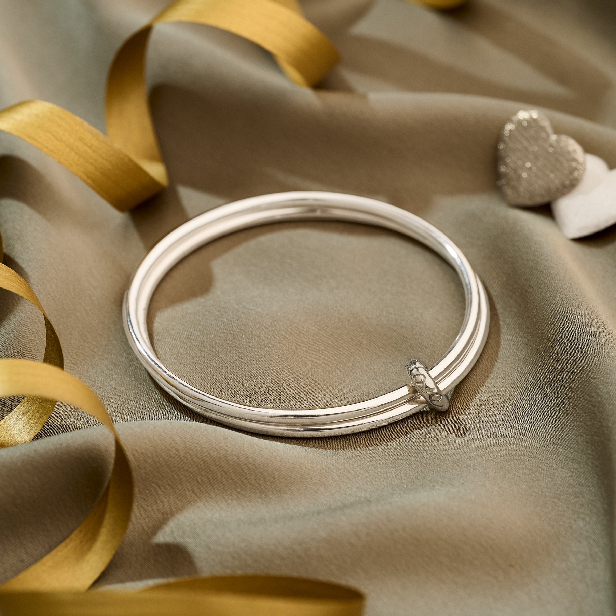silver double bangle engraved with one love anniversary wedding gift for her