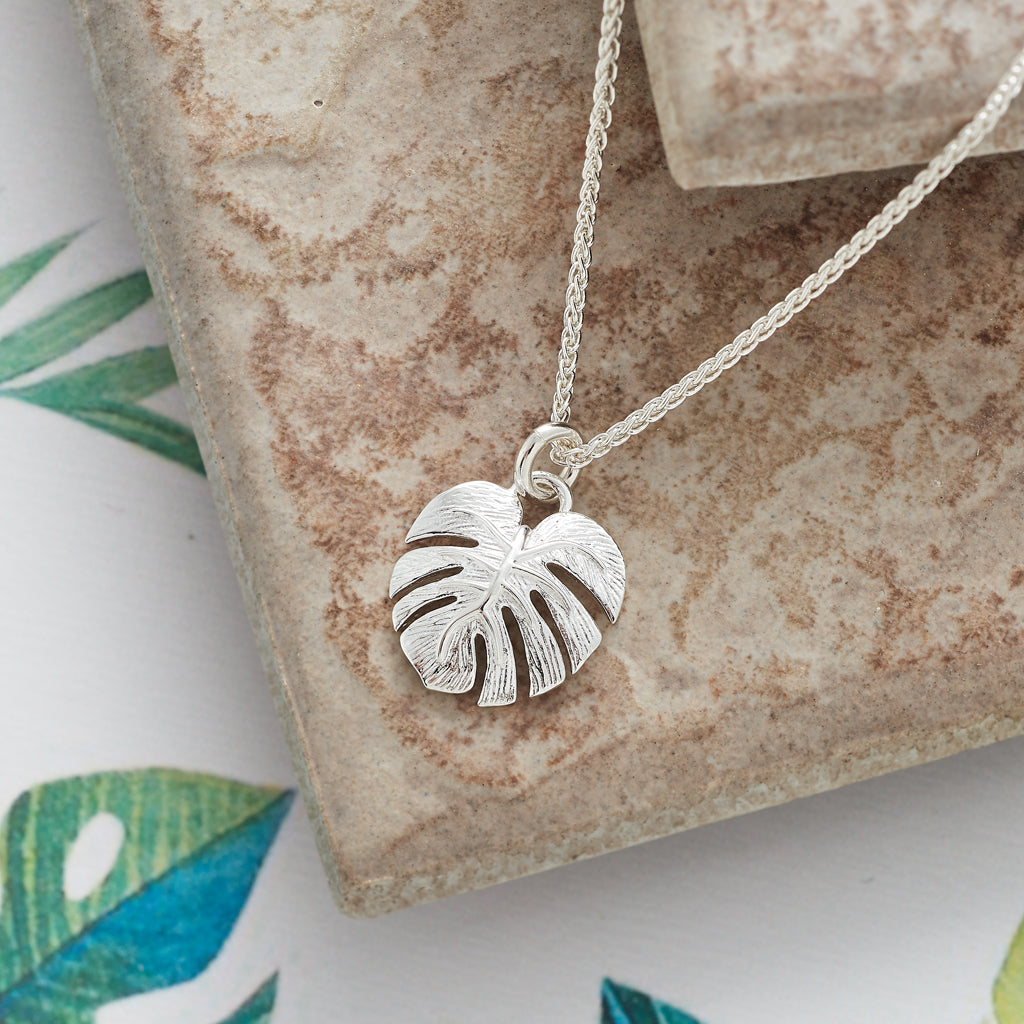 small sized palm leaf charm necklace