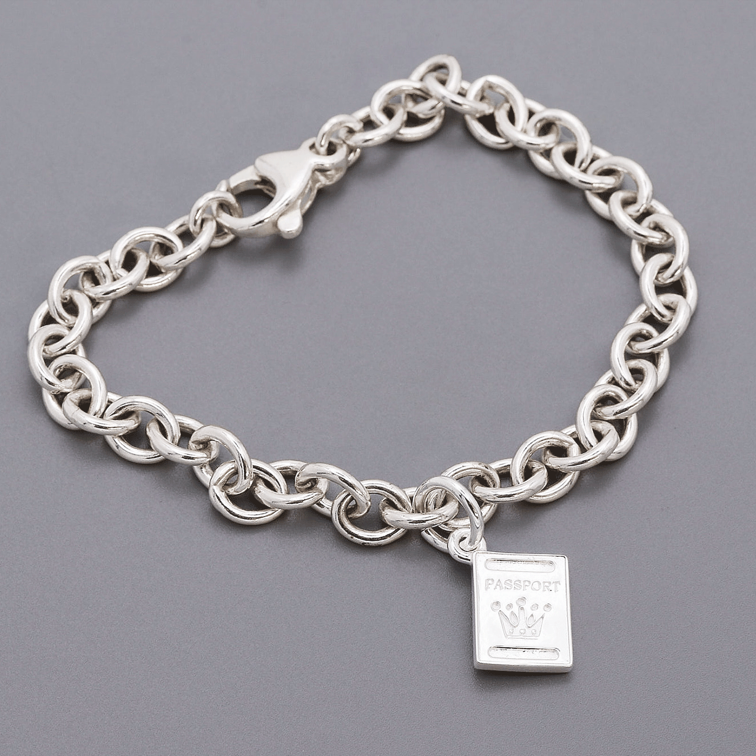 silver passport charm bracelet