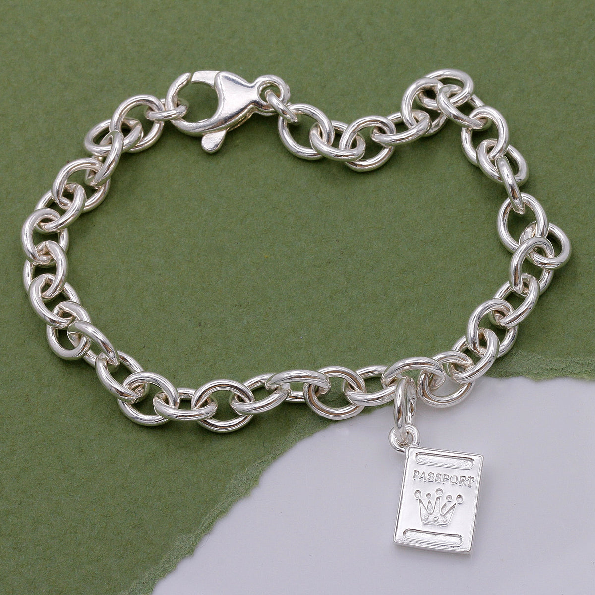 silver small passport charm bracelet for travel gift