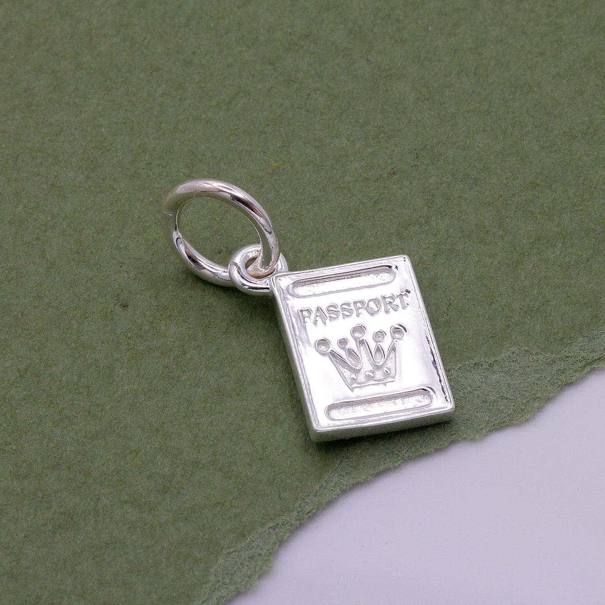 silver small passport charm for travel gift