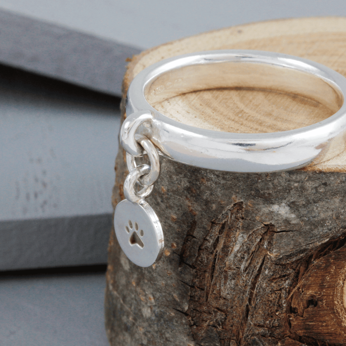 Personalised Disc Silver Charm Ring