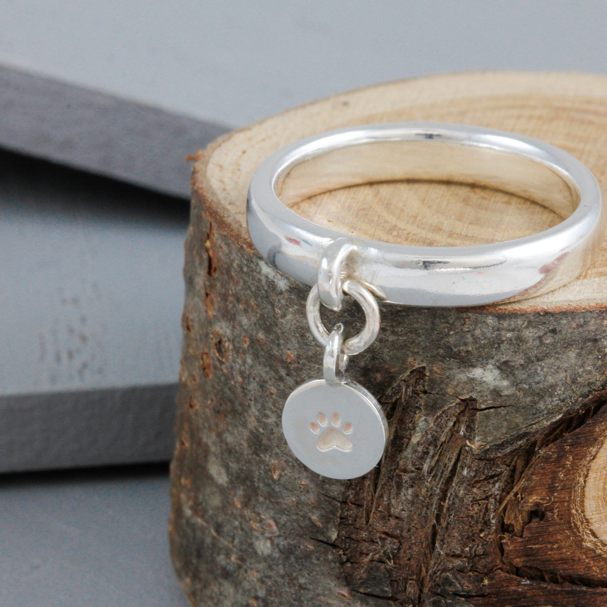 Personalised Disc Silver Charm Ring
