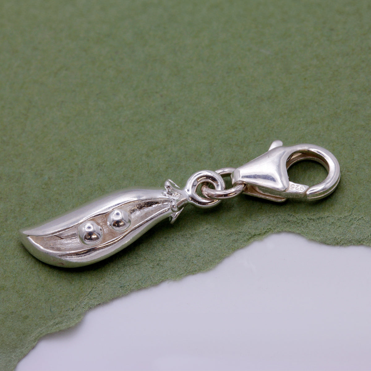 two peas in a pod silver charm with clip clasp