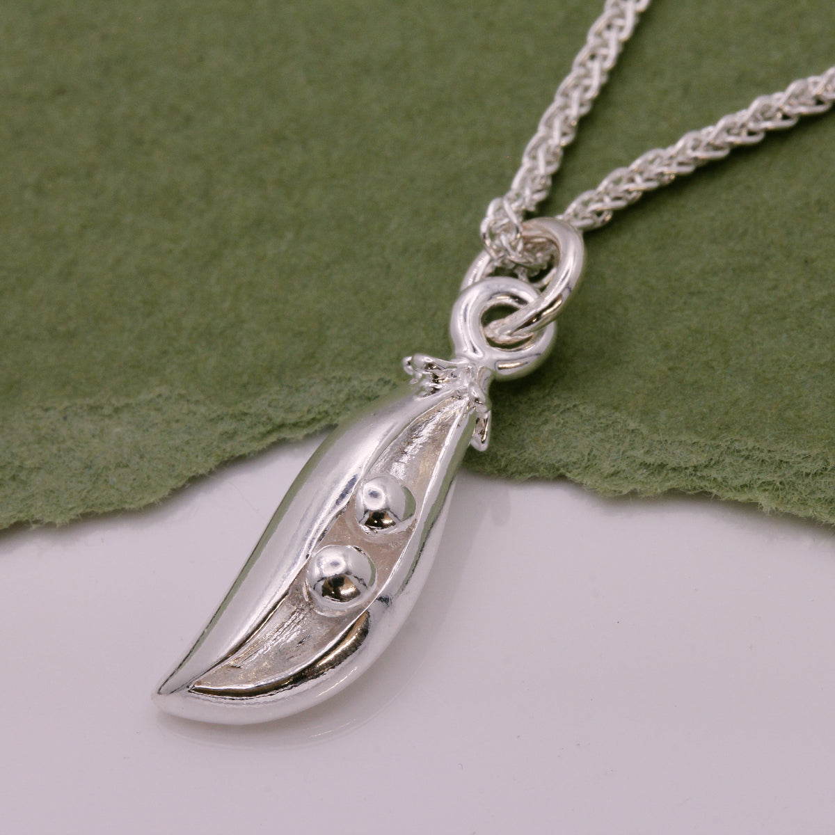 two peas in a pod silver charm necklace