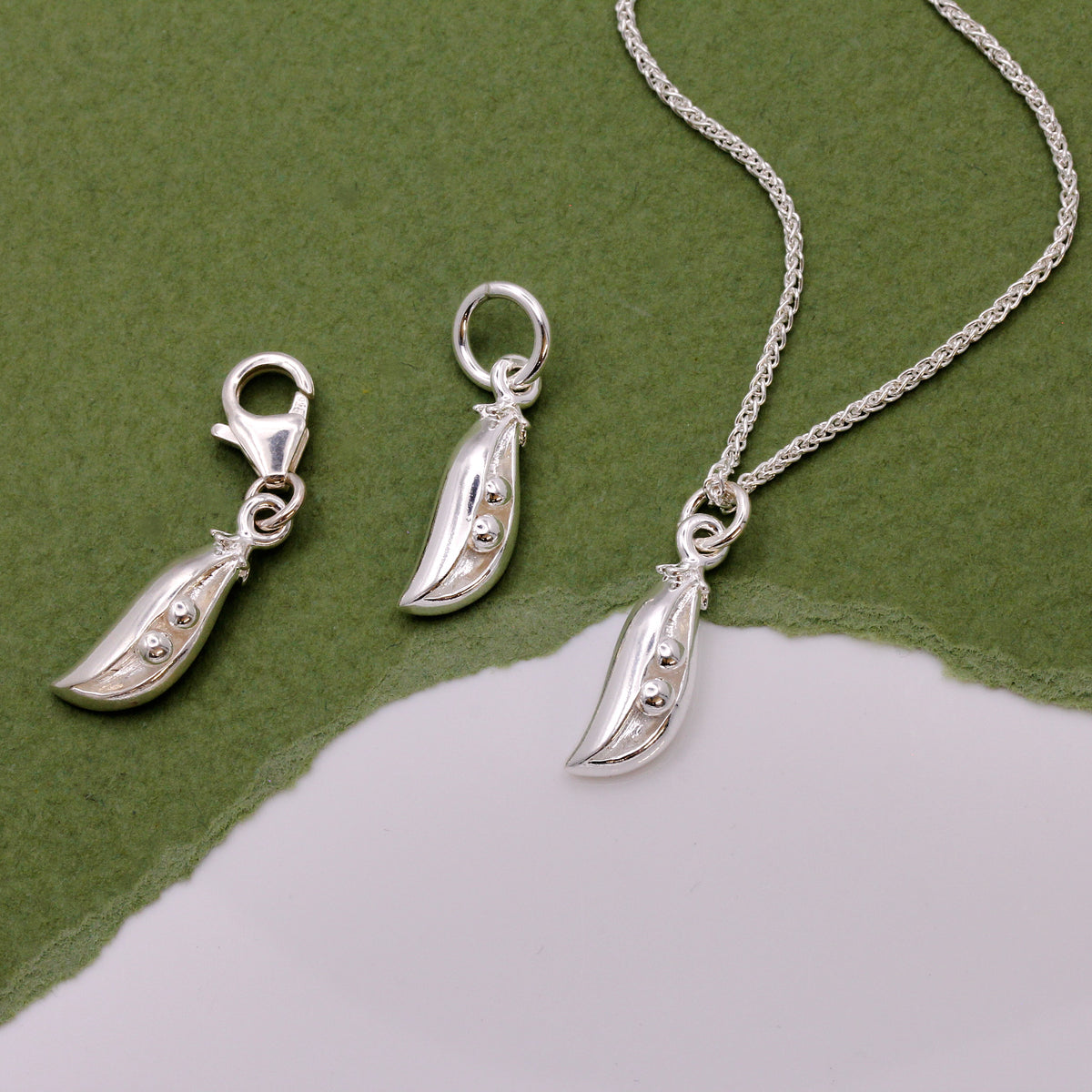 two peas in a pod silver jewellery collection charms and necklace