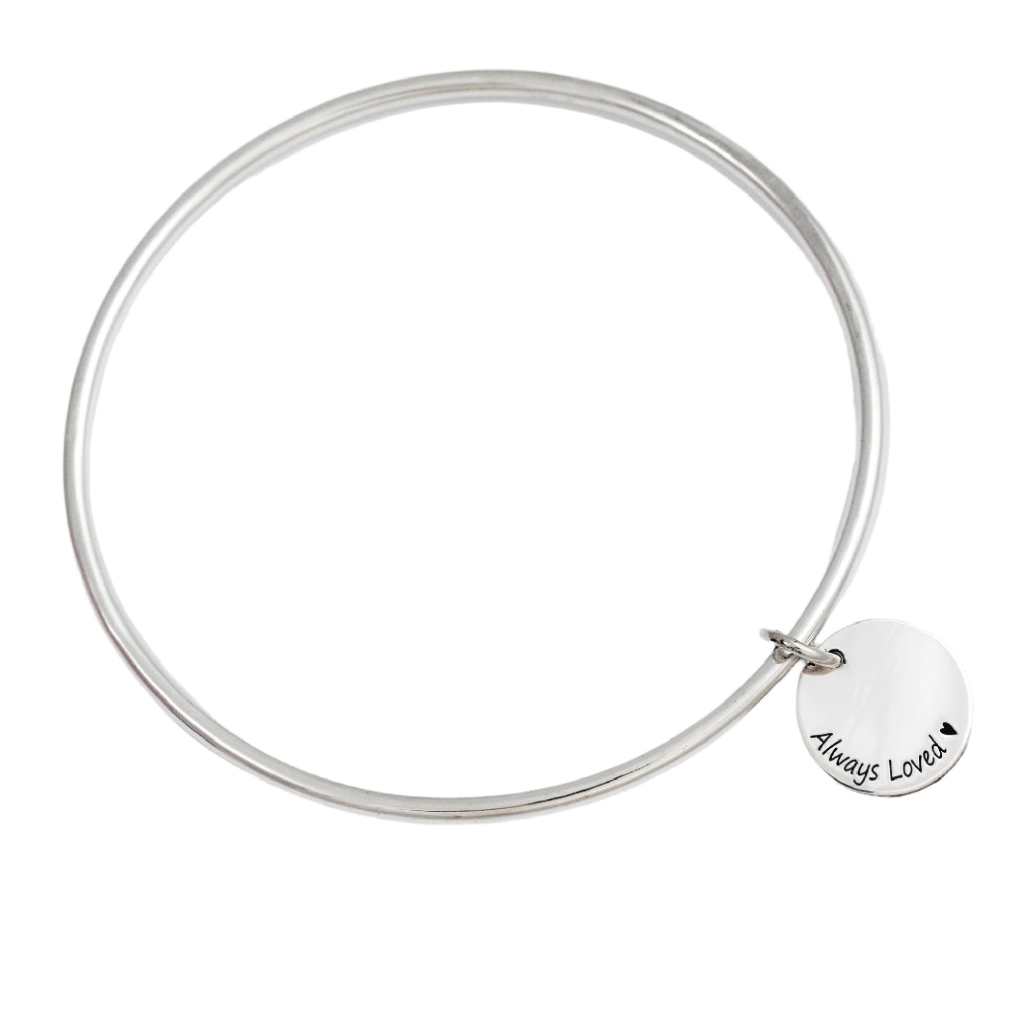 silver disc charm bangle solid silver with engraving