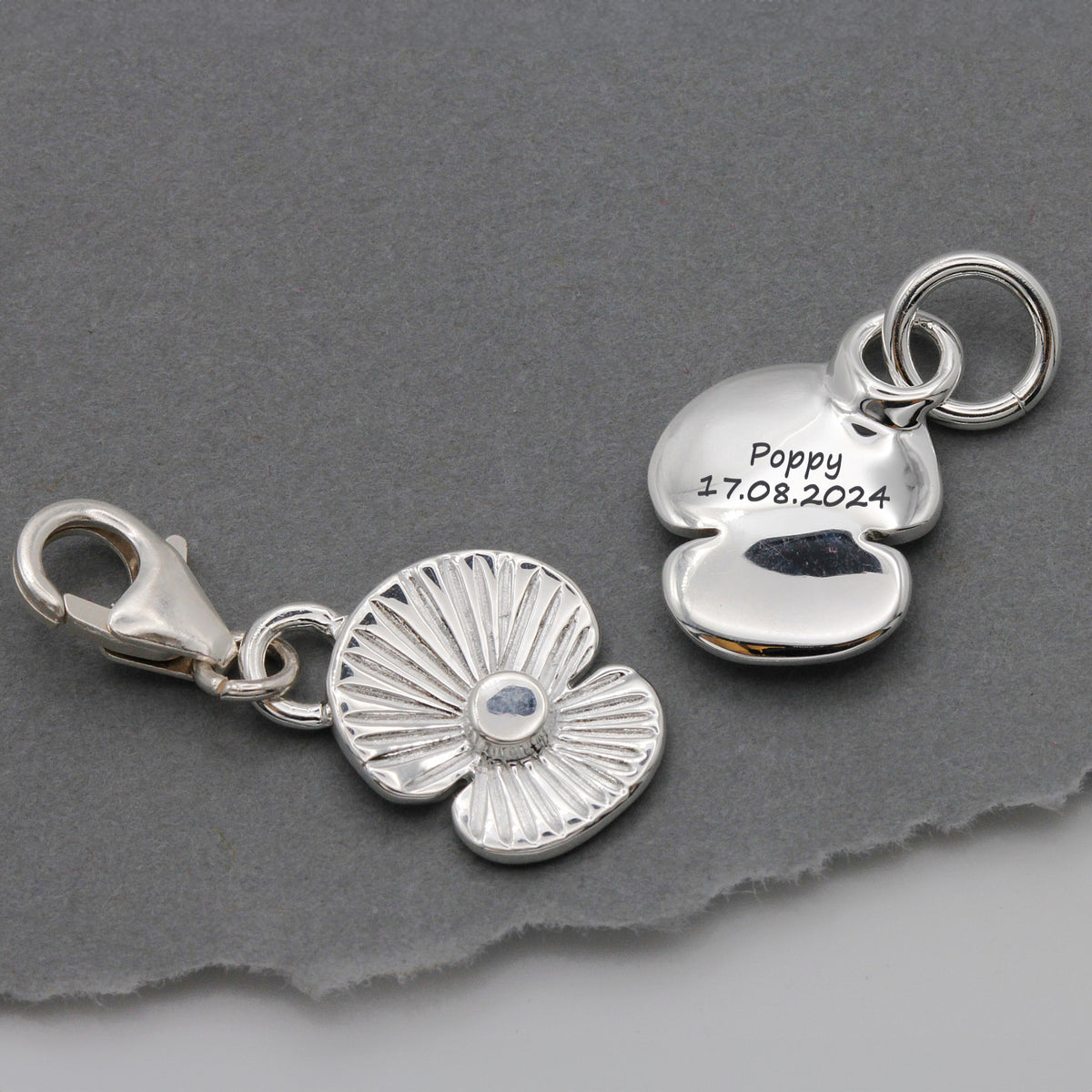 sterling silver remembrance poppy inspired charm