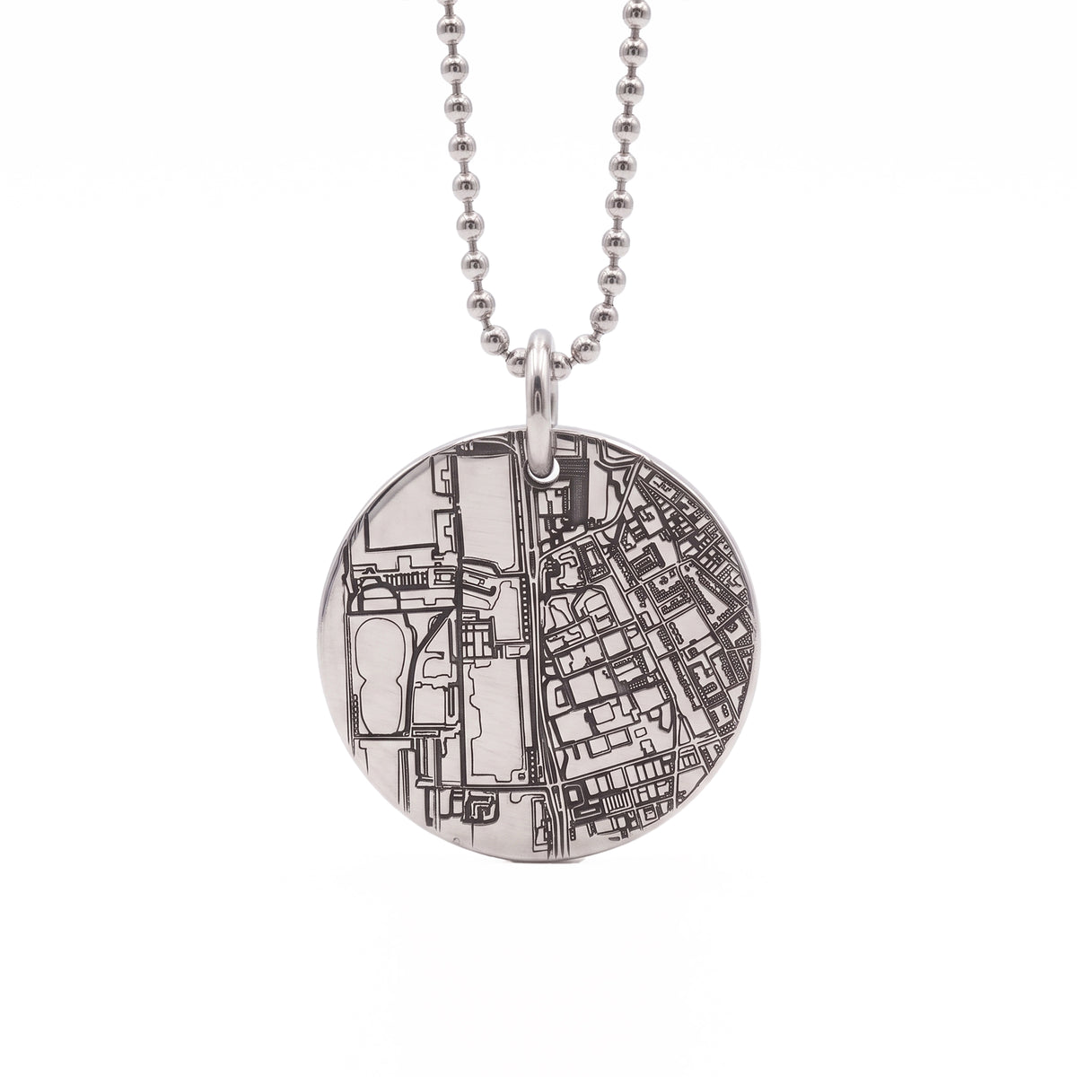 Custom Street Map 20mm x 1.5mm Silver Heavy Disc Necklace